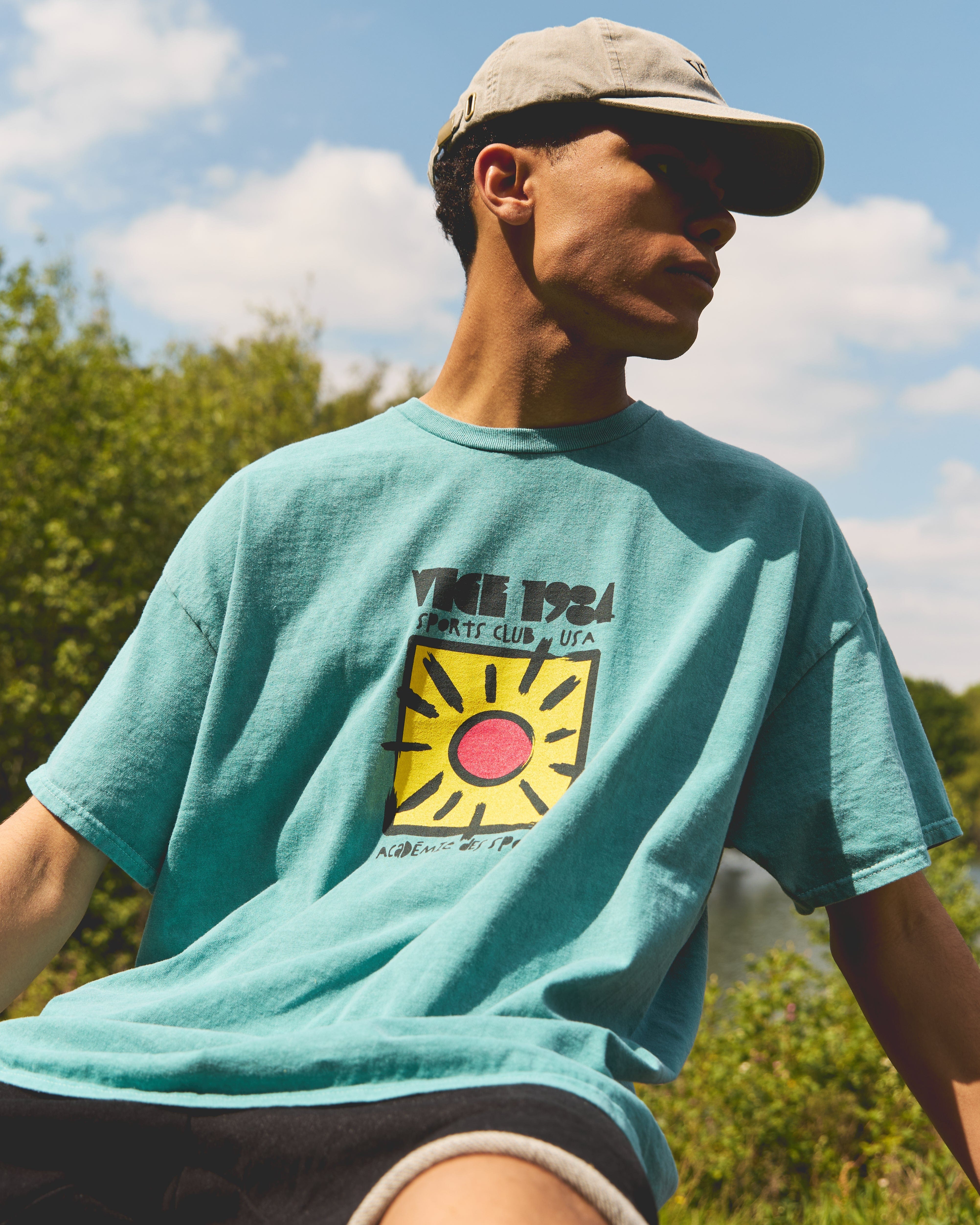 Vice 84 'Sun Sports Club' Vintage Washed Tee - Sage