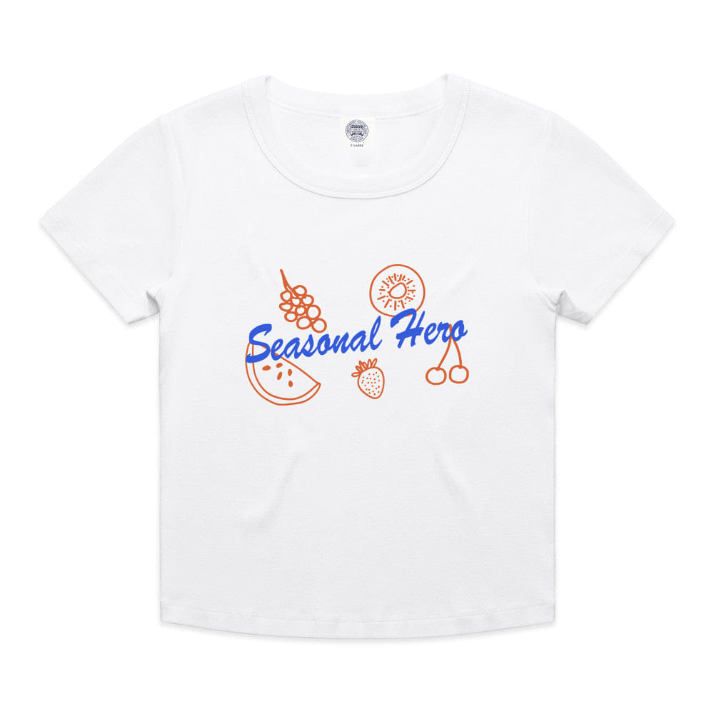 Seasonal Hero 'Fruits' Organic Baby Tee - White