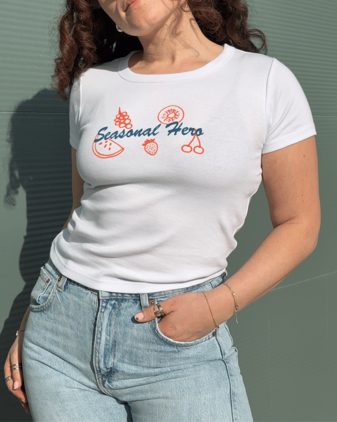 Seasonal Hero 'Fruits' Organic Baby Tee - White