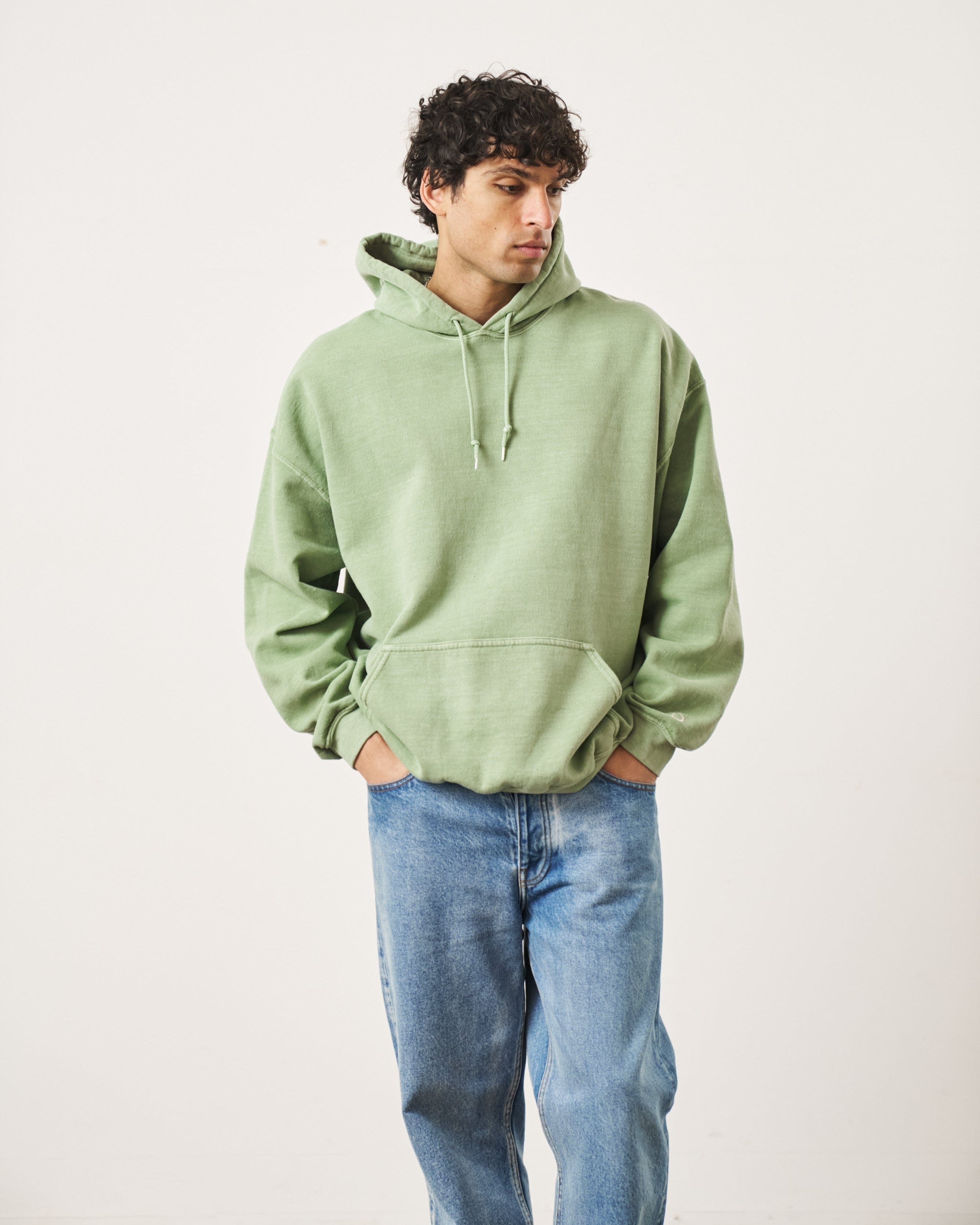 UN:IK Essentials Essentials Vintage Washed Hoodie - Sage Green