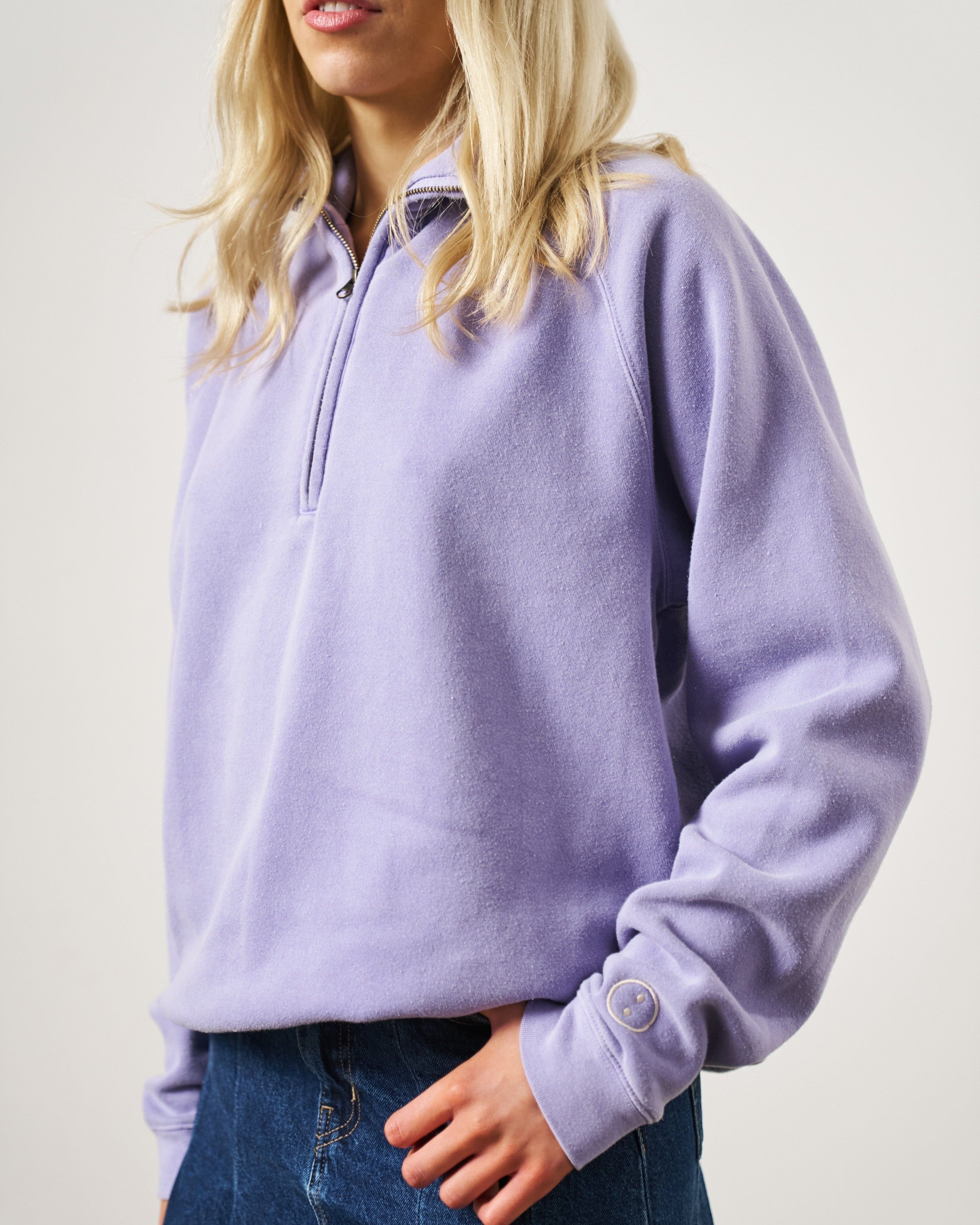 UN:IK Essentials Essentials Vintage Washed 1/4 Zip Sweatshirt - Orchid