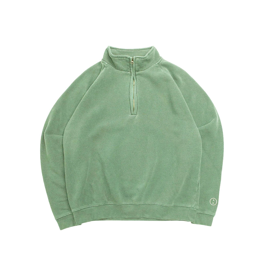 UN:IK Essentials Essentials Vintage Washed 1/4 Zip Sweatshirt - Sage Green