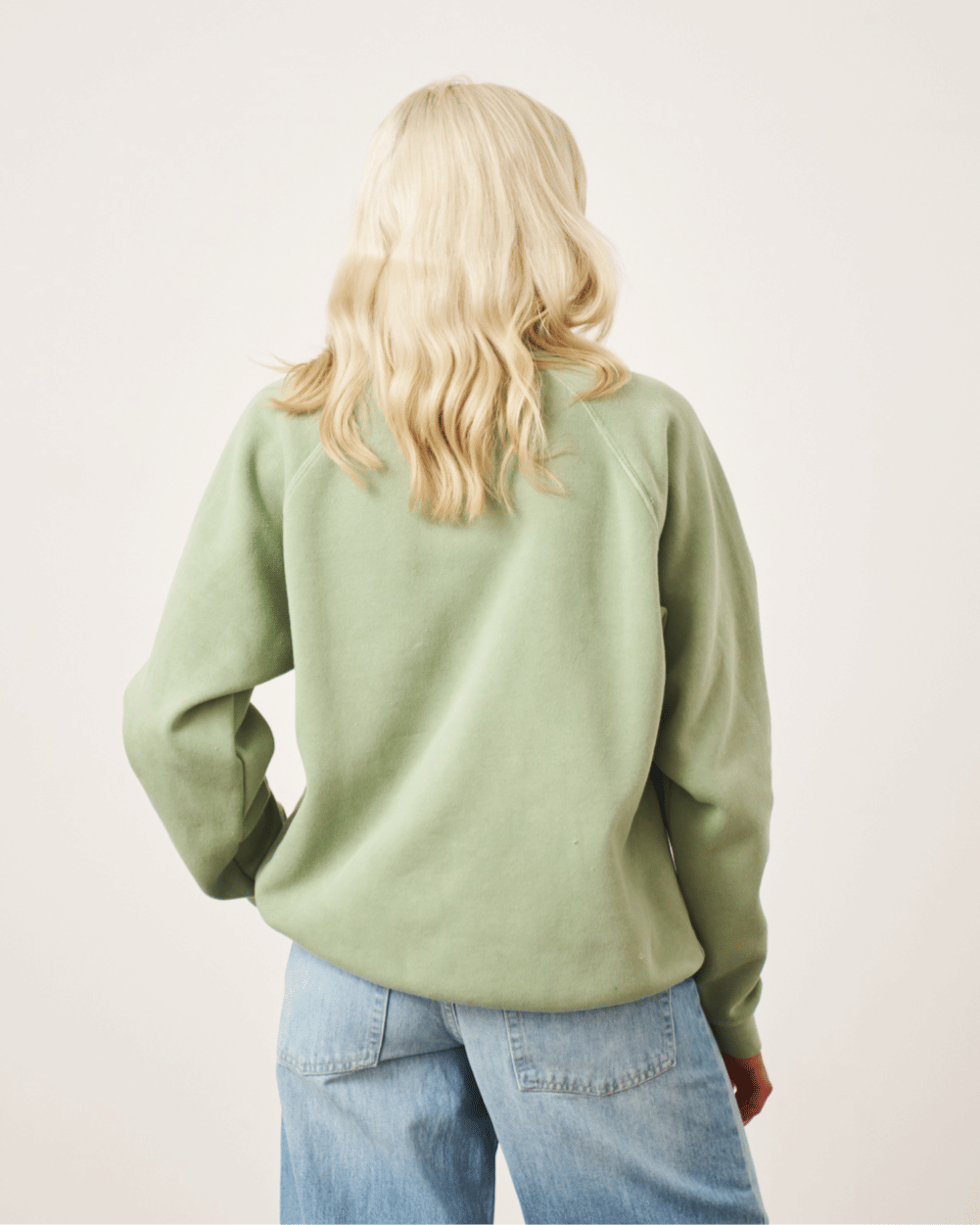 UN:IK Essentials Essentials Vintage Washed 1/4 Zip Sweatshirt - Sage Green
