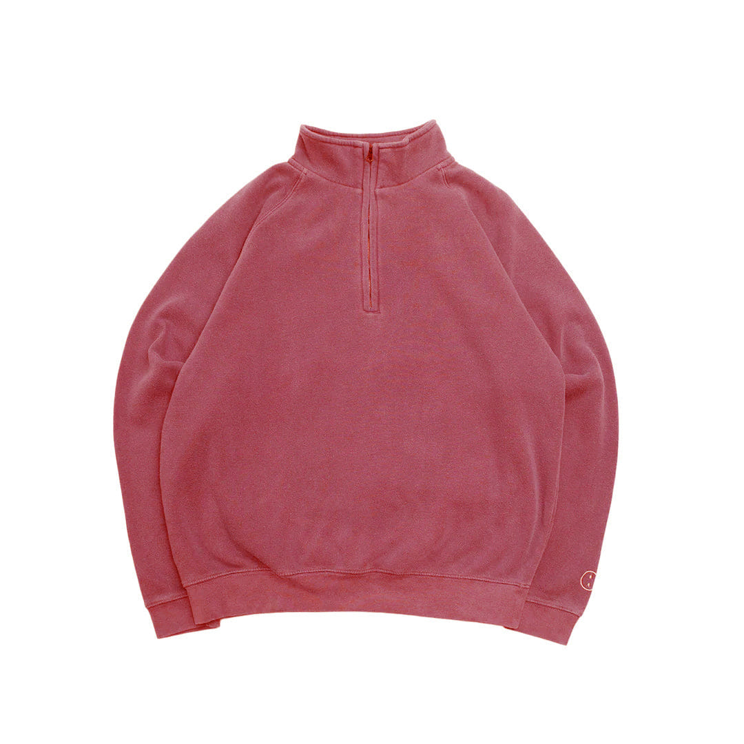 UN:IK Essentials Essentials Vintage Washed 1/4 Zip Sweatshirt - Red