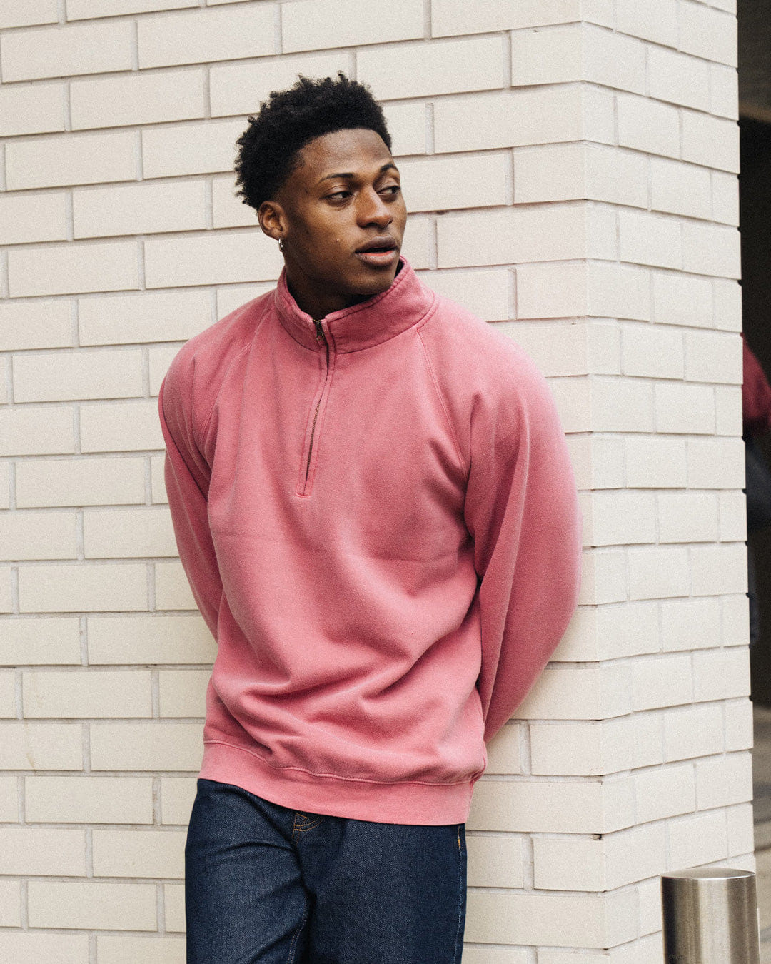 UN:IK Essentials Essentials Vintage Washed 1/4 Zip Sweatshirt - Red