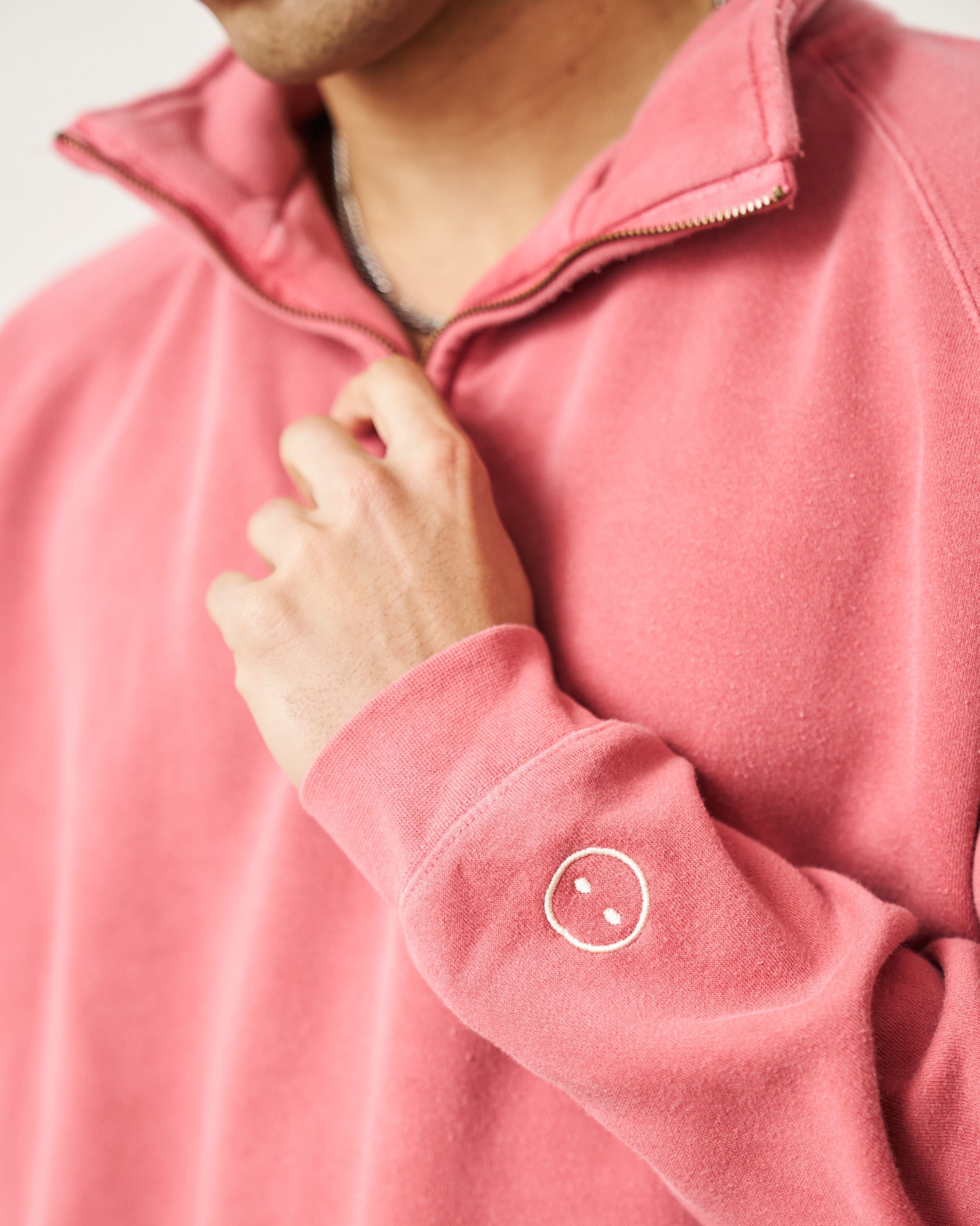 UN:IK Essentials Essentials Vintage Washed 1/4 Zip Sweatshirt - Red