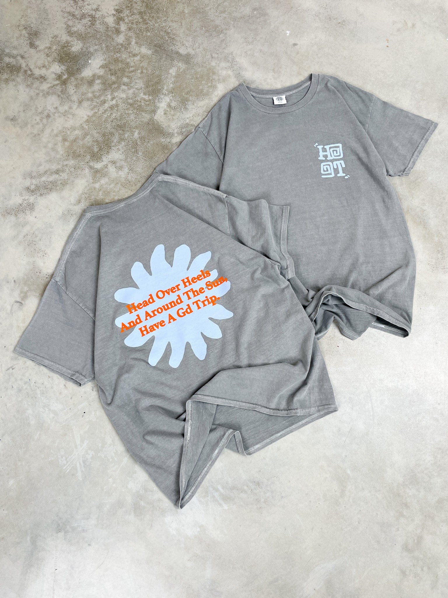 HAVE A GD TRIP 'Head Over Heels' Vintage Washed Tee - Dark Grey