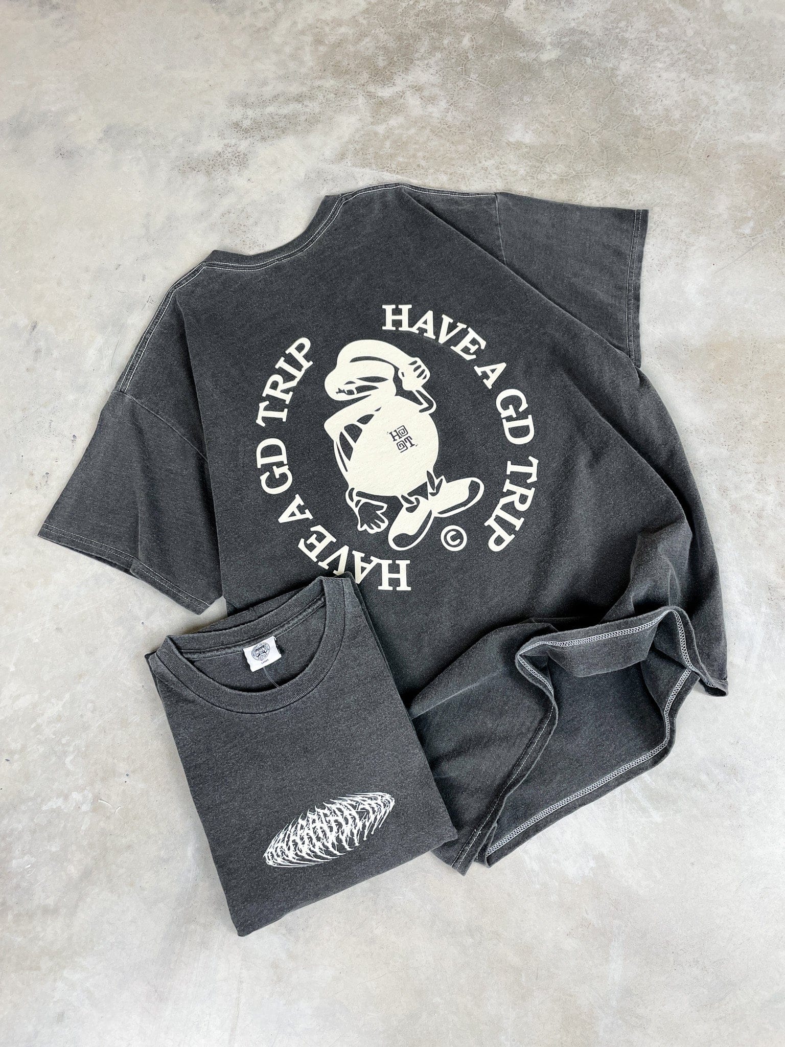 HAVE A GD TRIP 'Metal' Vintage Washed Tee - Charcoal