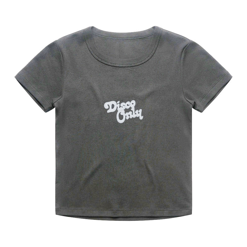 Disco Only 'Logo' Vintage Washed Baby Tee - Black