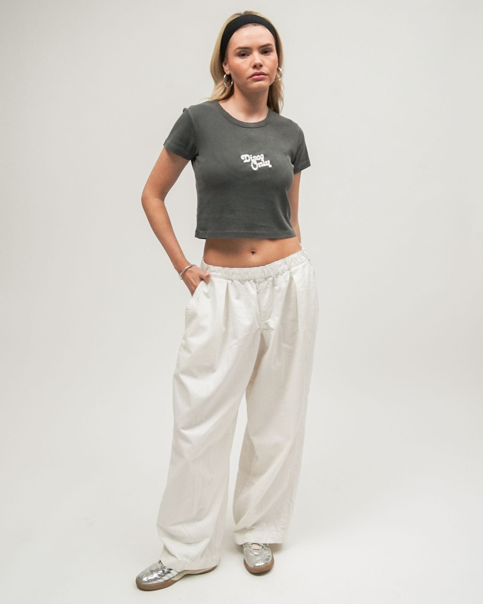 Disco Only 'Logo' Vintage Washed Baby Tee - Black