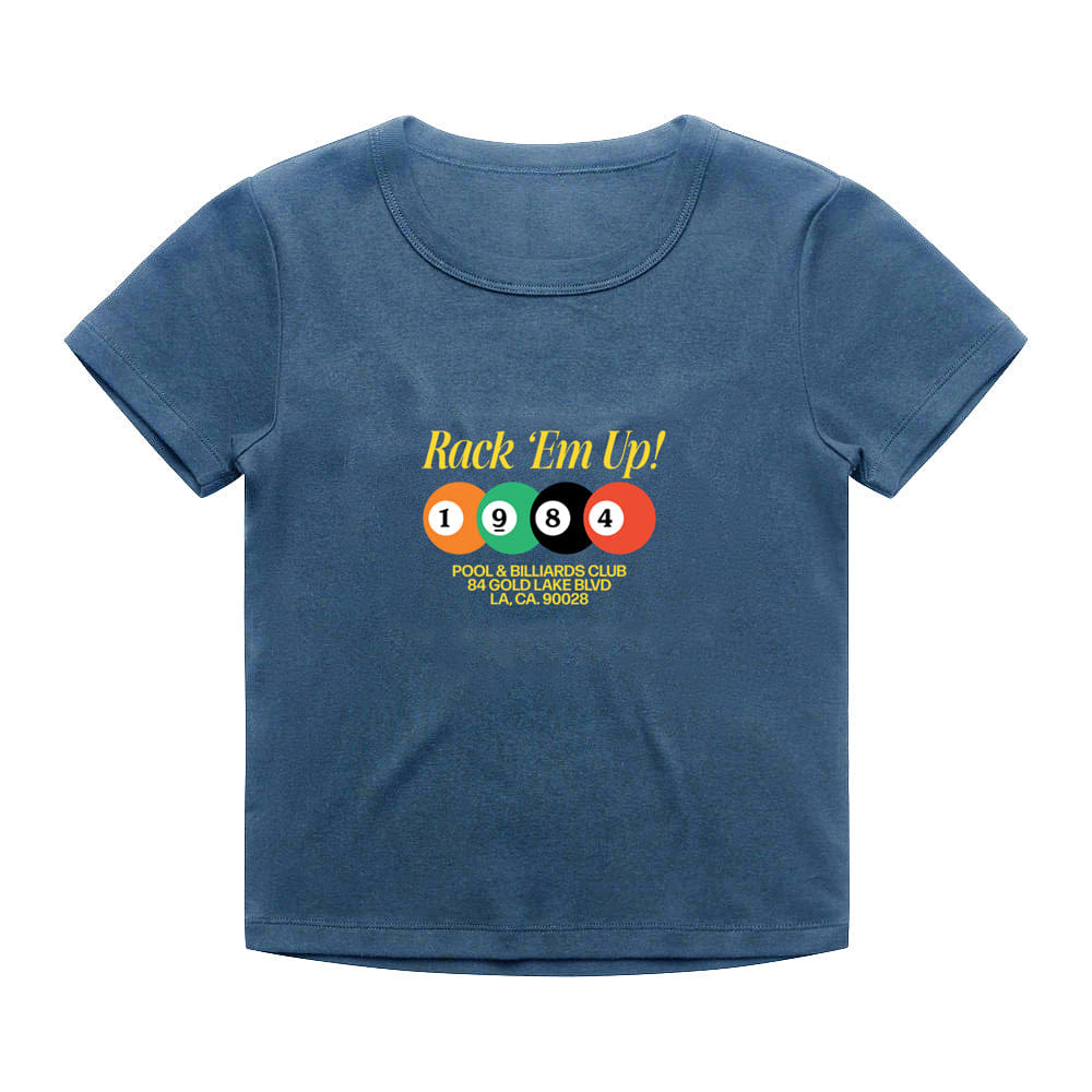 Vice 84 'Rack 'Em Up' Vintage Washed Baby Tee - Blue
