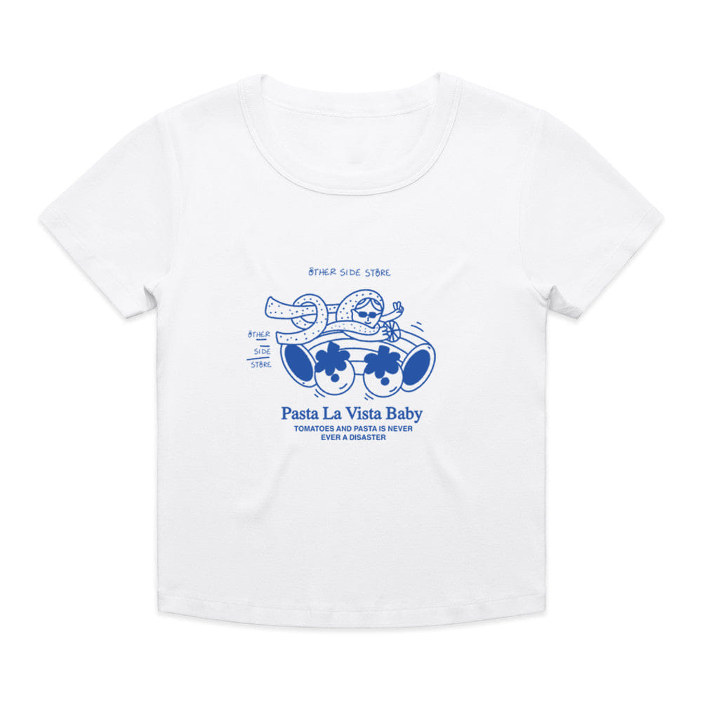 Other Side Store 'Pasta La Vista' Baby Tee - White