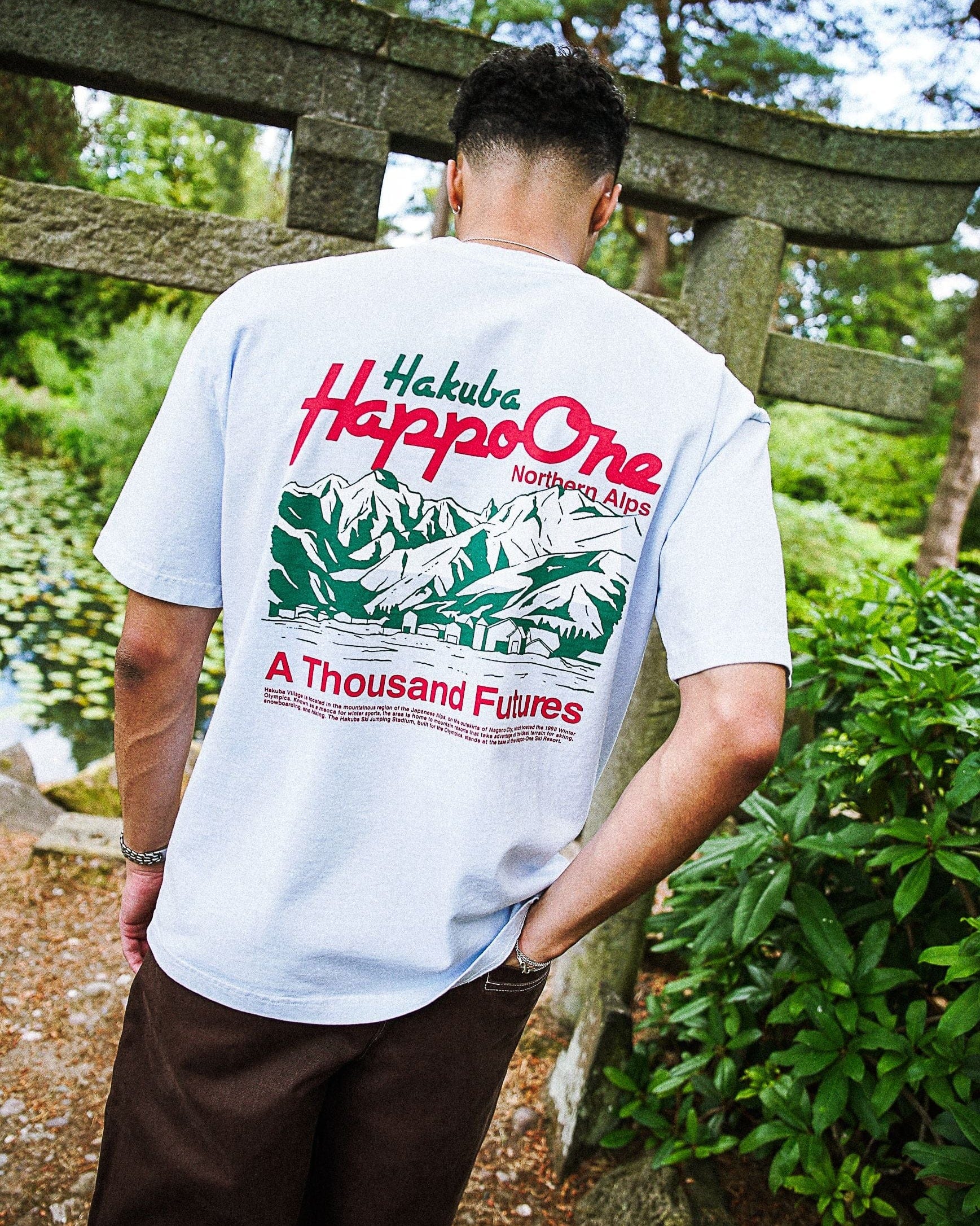 A Thousand Futures x Yunosuke 'Happo' Washed Tee - Light Blue