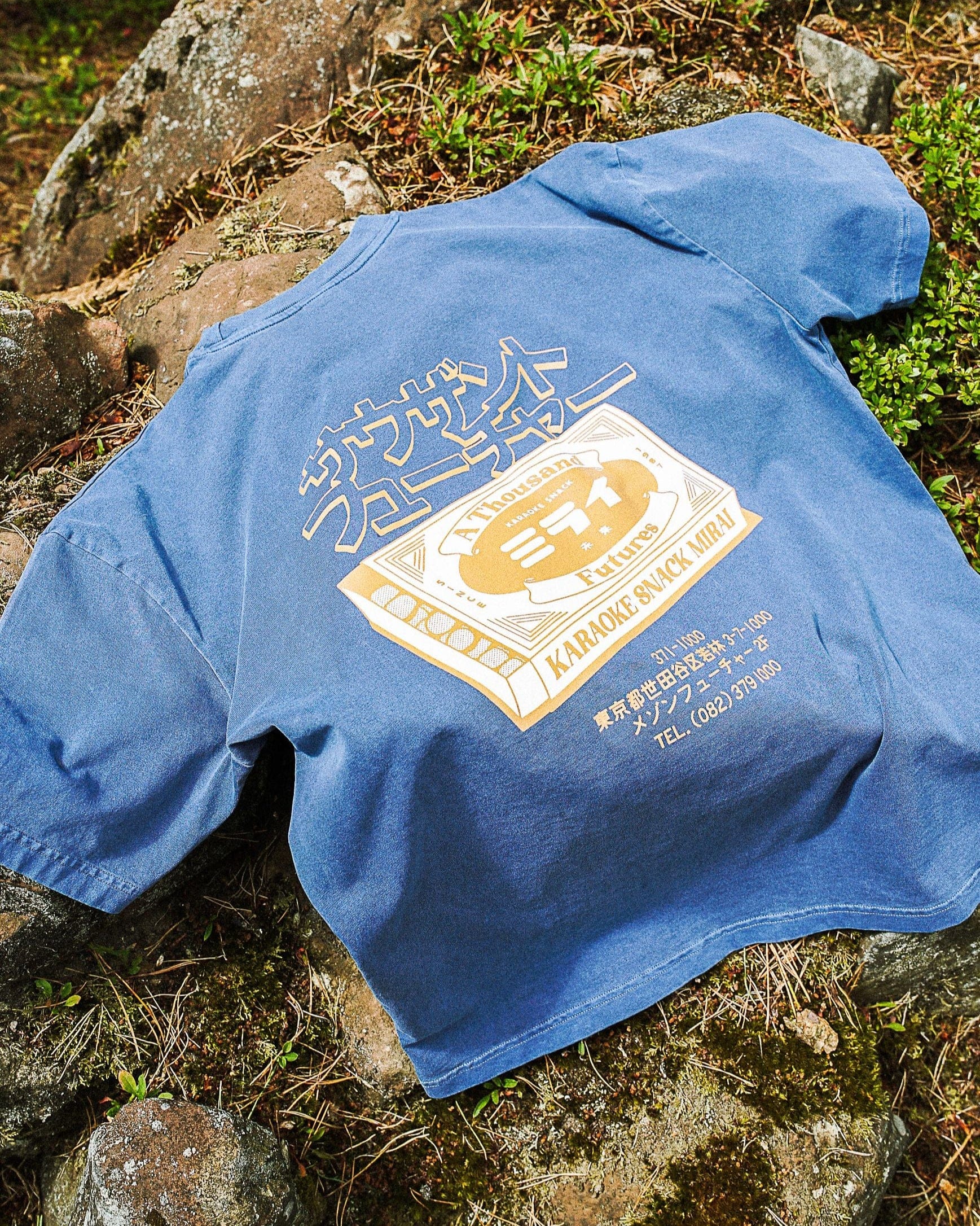 A Thousand Futures x Yunosuke 'Matches' Washed Tee - Navy