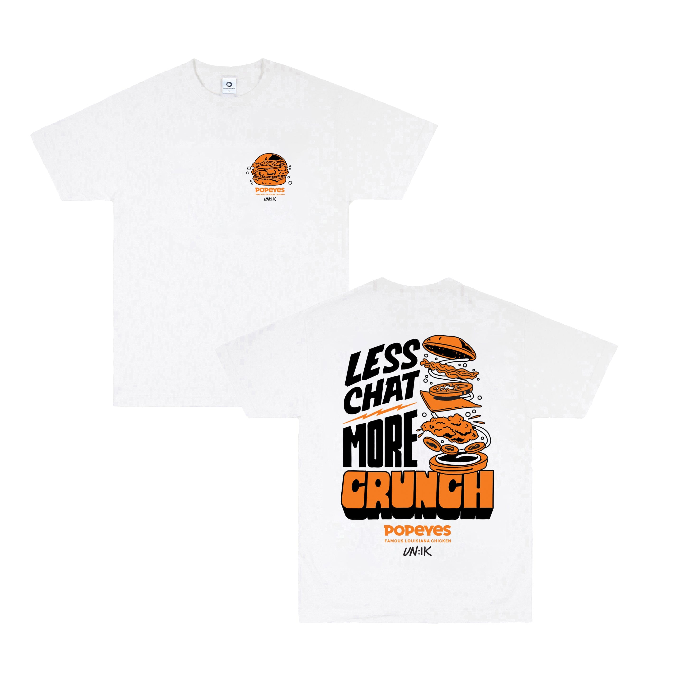 Popeyes x UN:IK Popeyes 'Less Chat, More Crunch' Tee - White