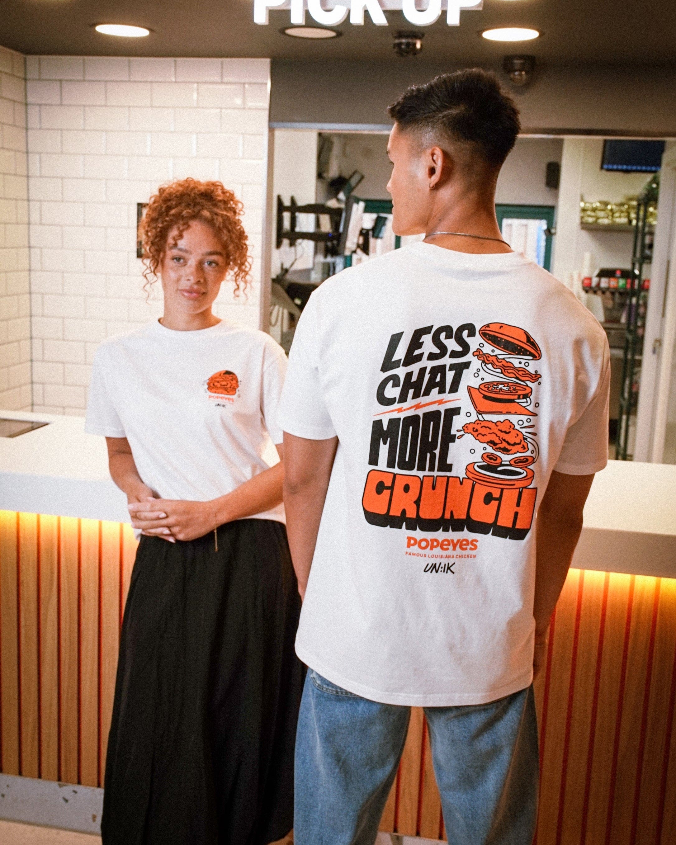 Popeyes x UN:IK Popeyes 'Less Chat, More Crunch' Tee - White