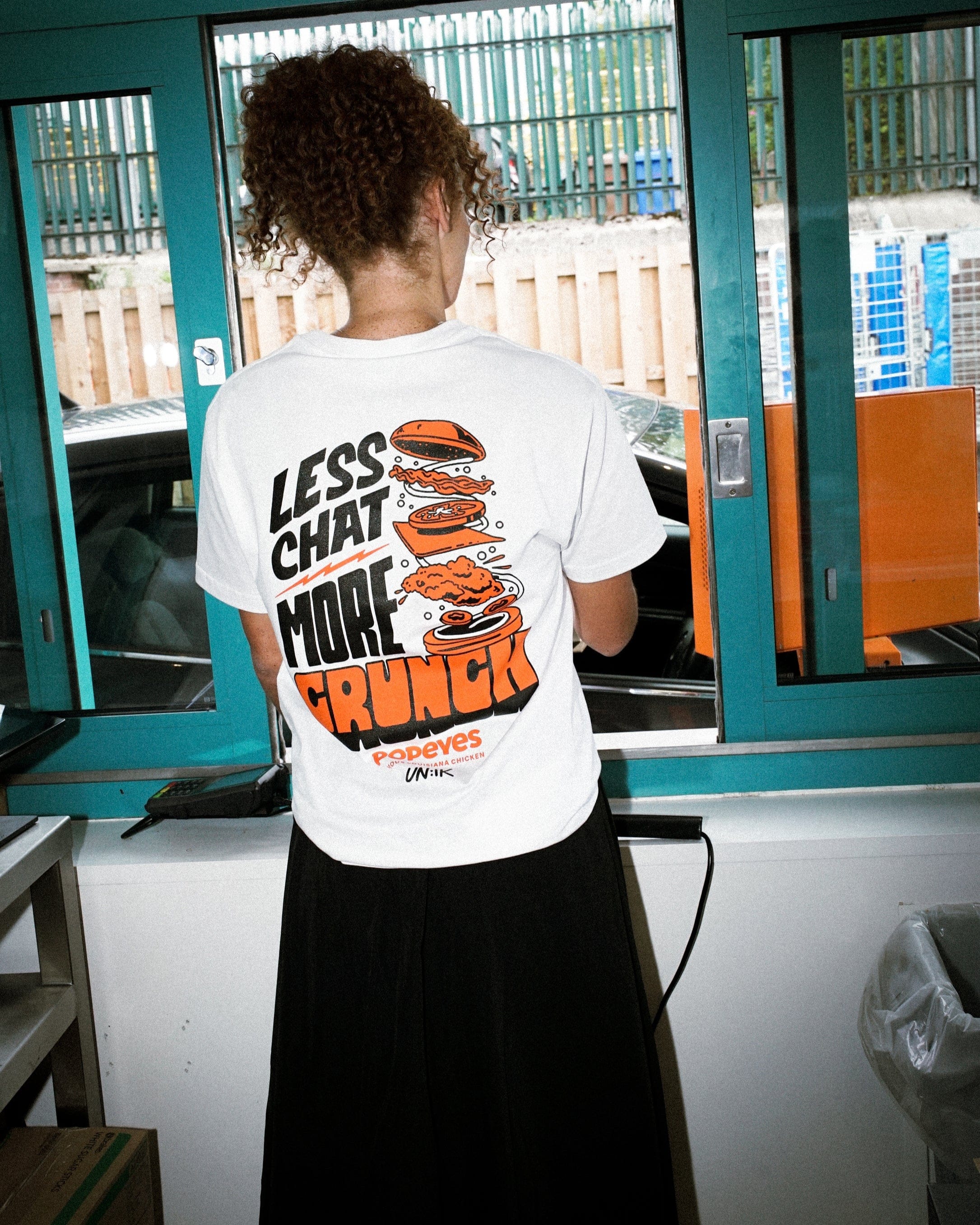 Popeyes x UN:IK Popeyes 'Less Chat, More Crunch' Tee - White