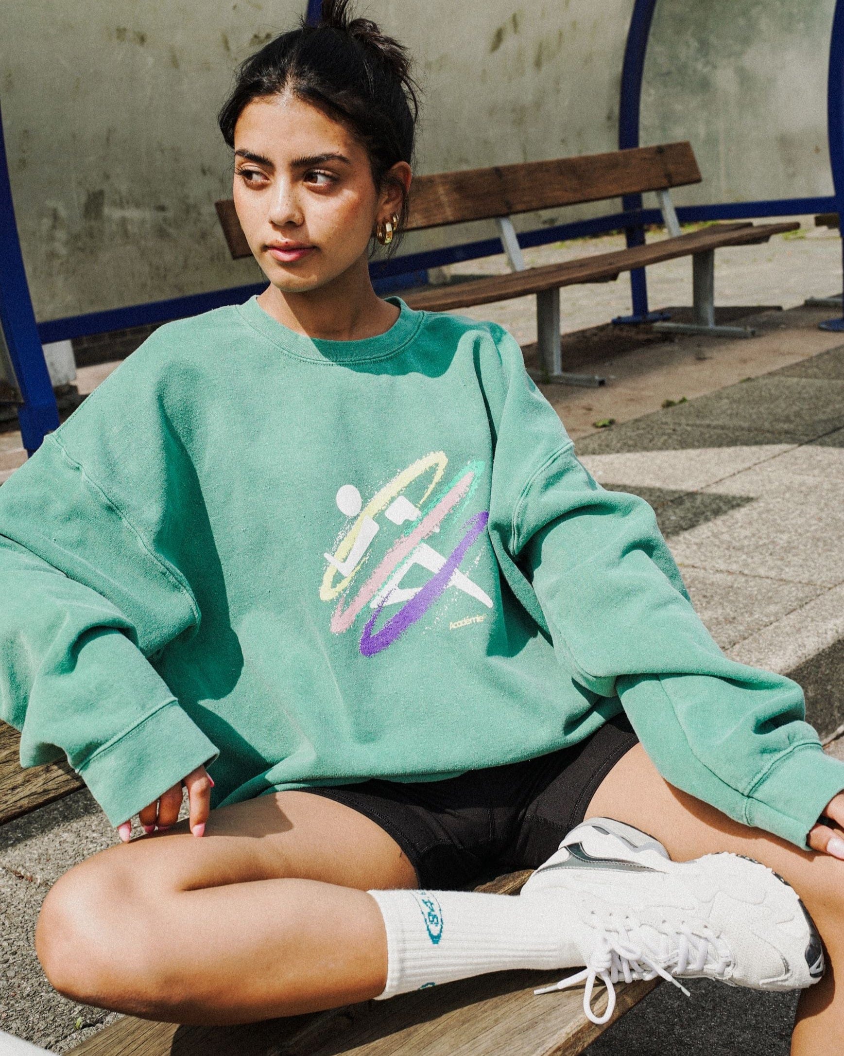Vice 84 'Retro Spray' Vintage Washed Sweater - Green
