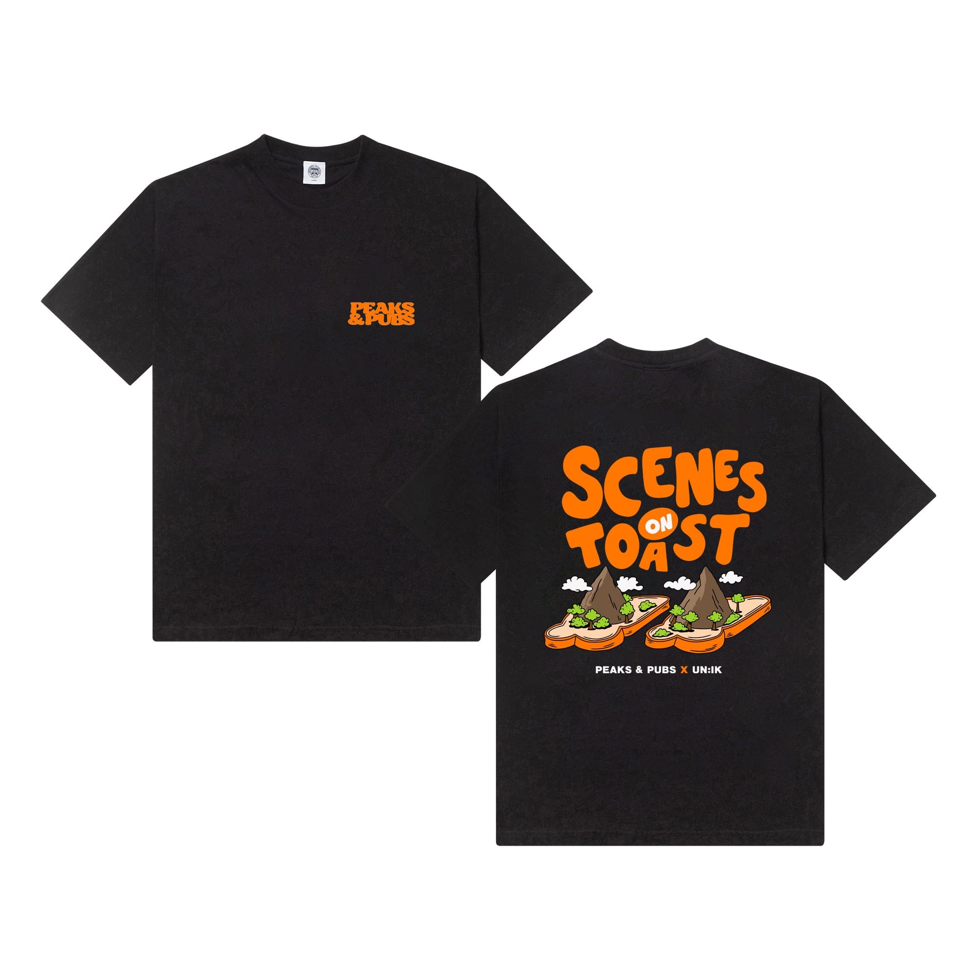 Peaks & Pubs 'Scenes on Toast' Tee - Black