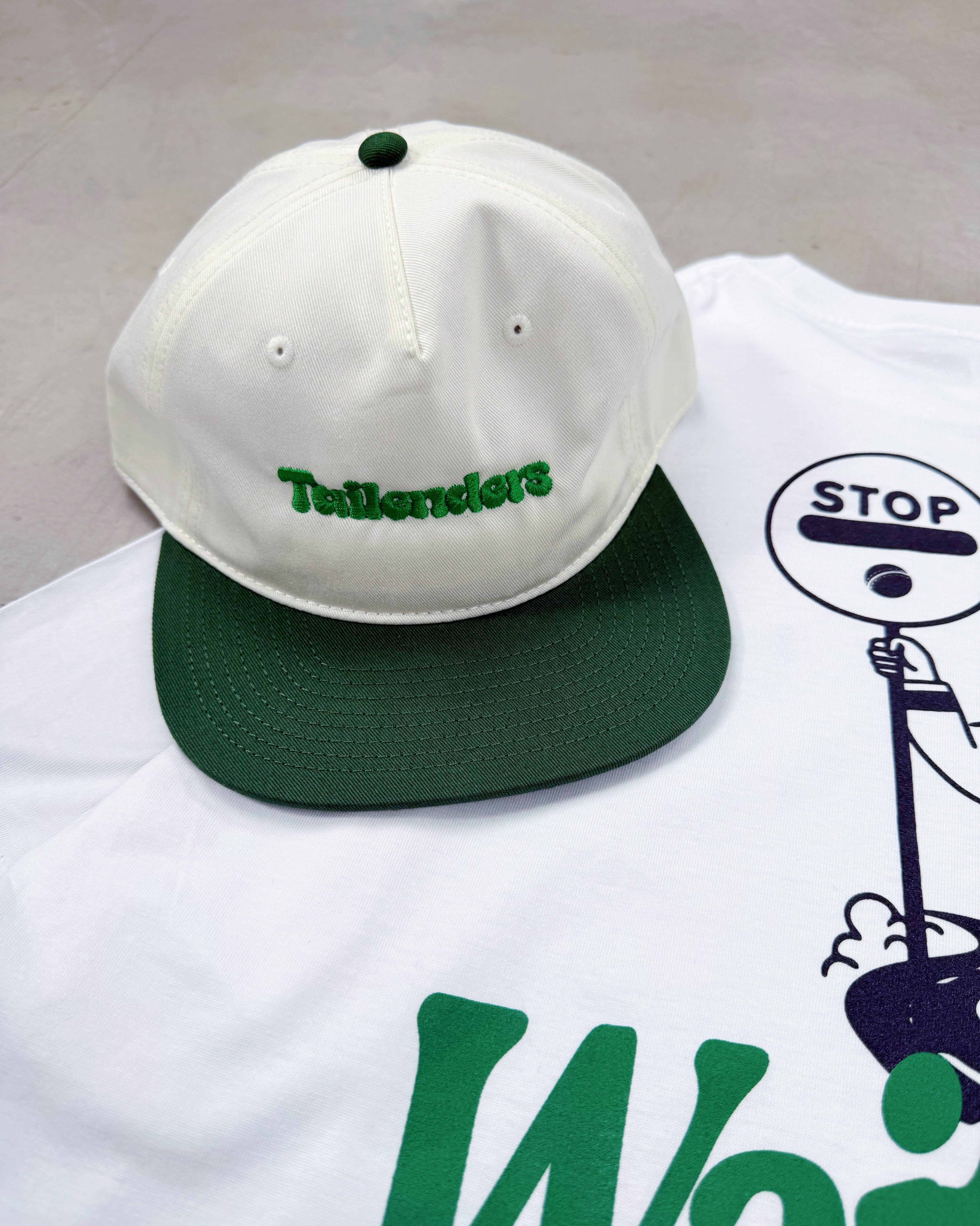 Tailenders 'Logo' Embroidered Cap - Natural/Forest