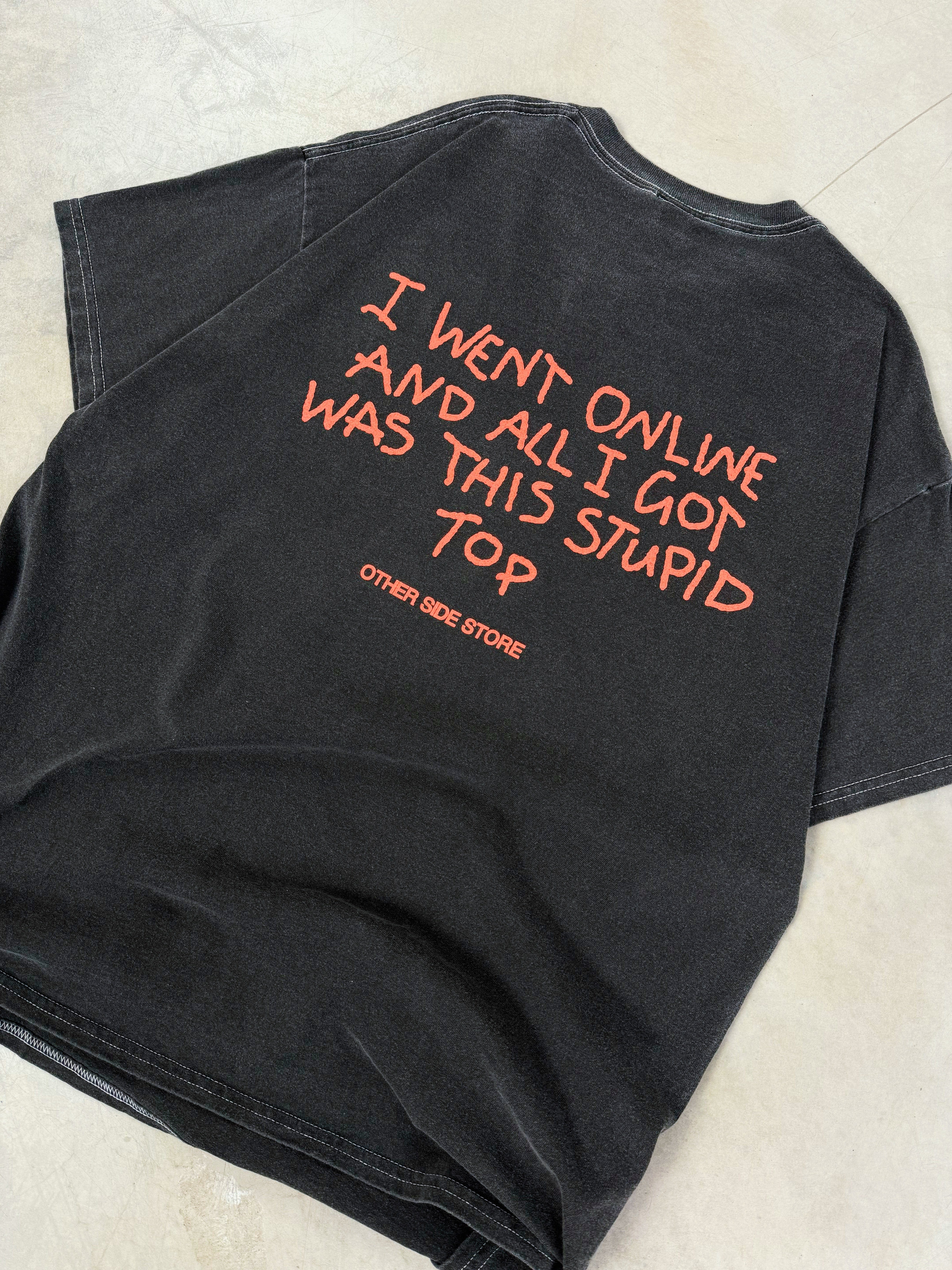 Other Side Store 'Stupid Top' Vintage Washed Tee - Black