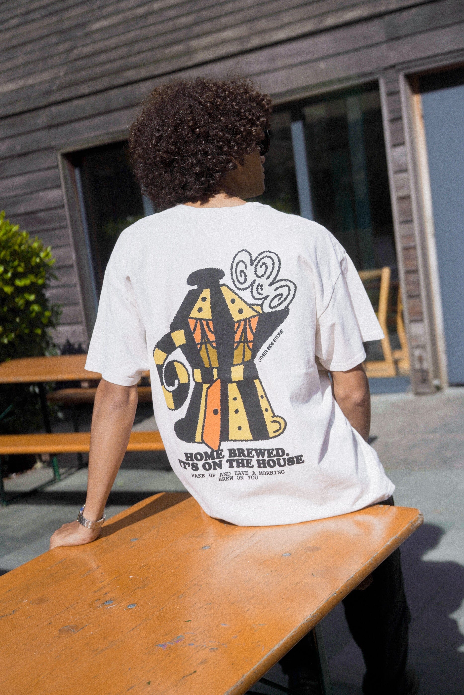 Other Side Store 'Home Brewed' Vintage Washed Tee - Cream