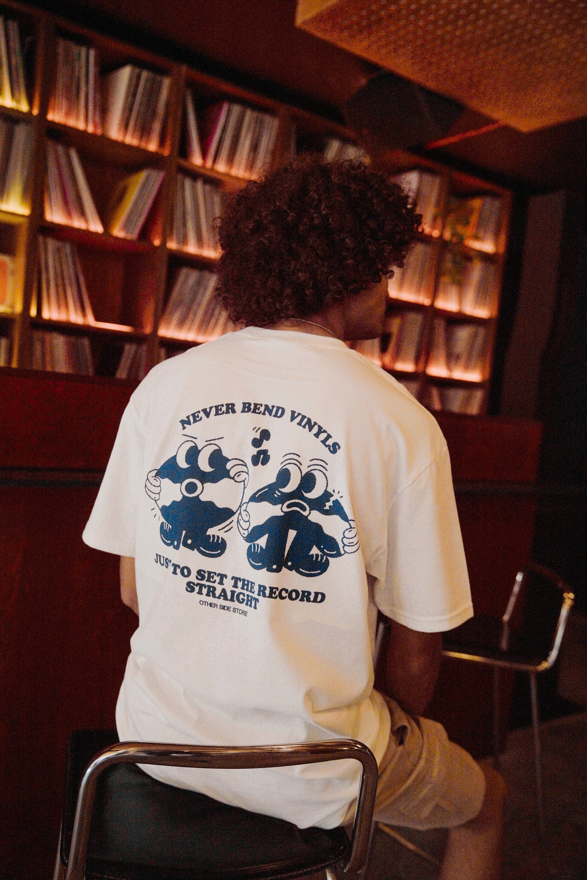 Other Side Store 'Never Bend Vinyls' Tee - White