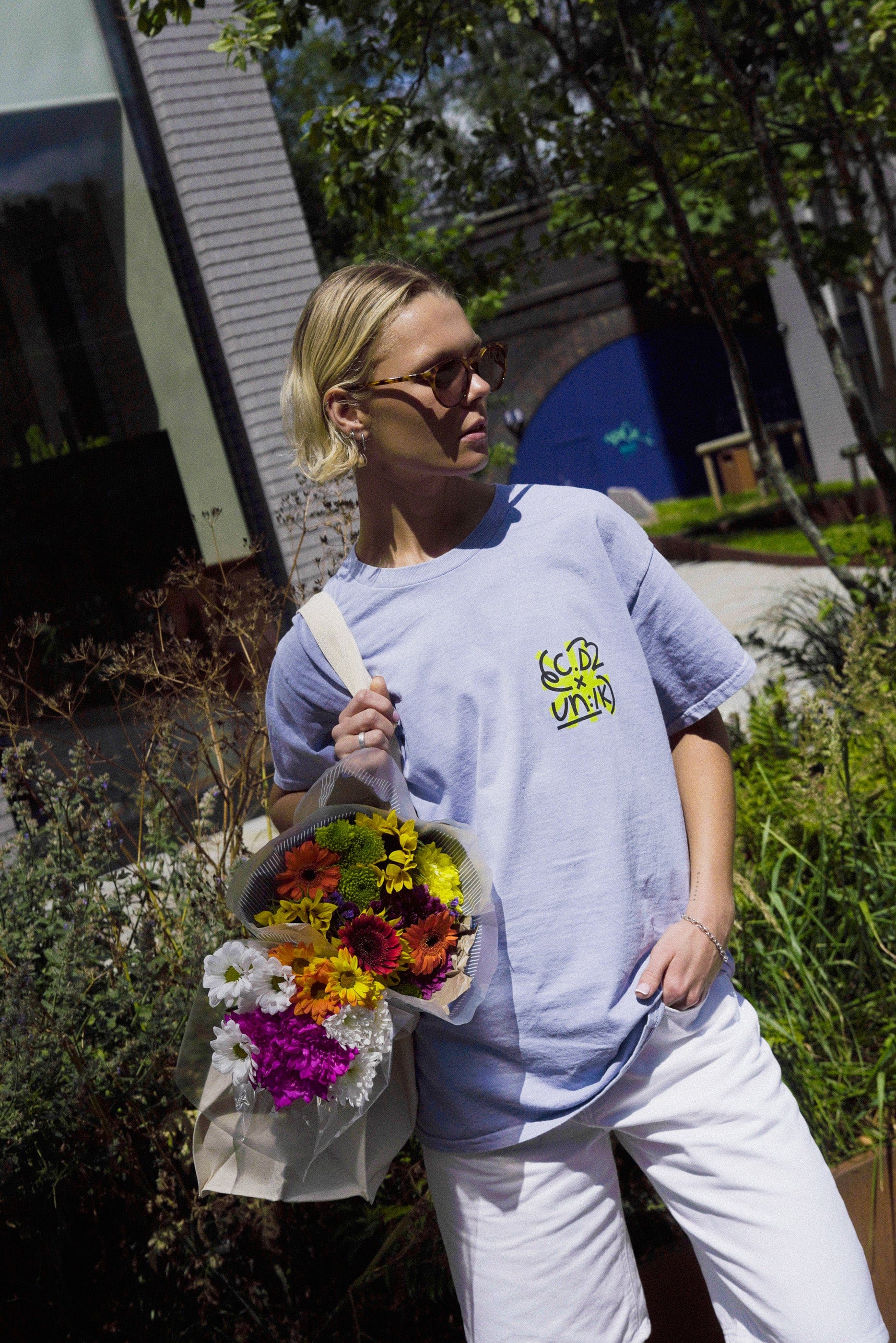 C.D x UN:IK 'Plant Those Seeds' Washed Tee - Orchid
