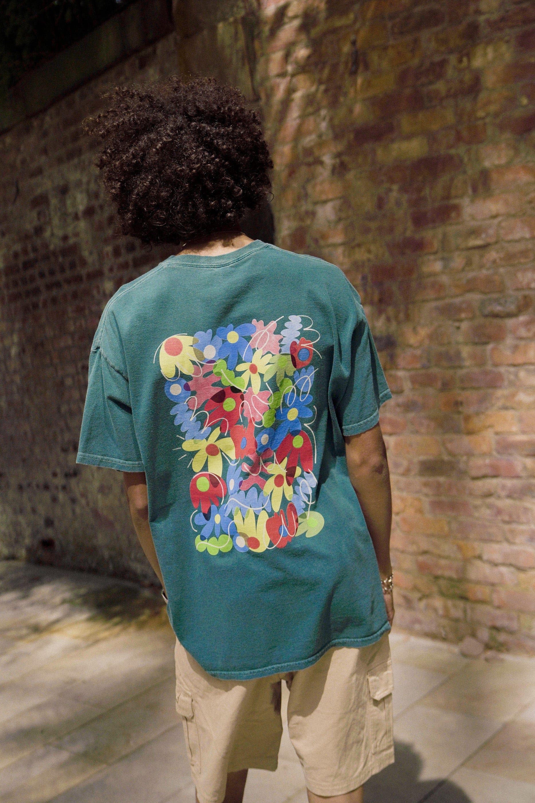 C.D x UN:IK 'Flower Garden' Washed Tee - Forest