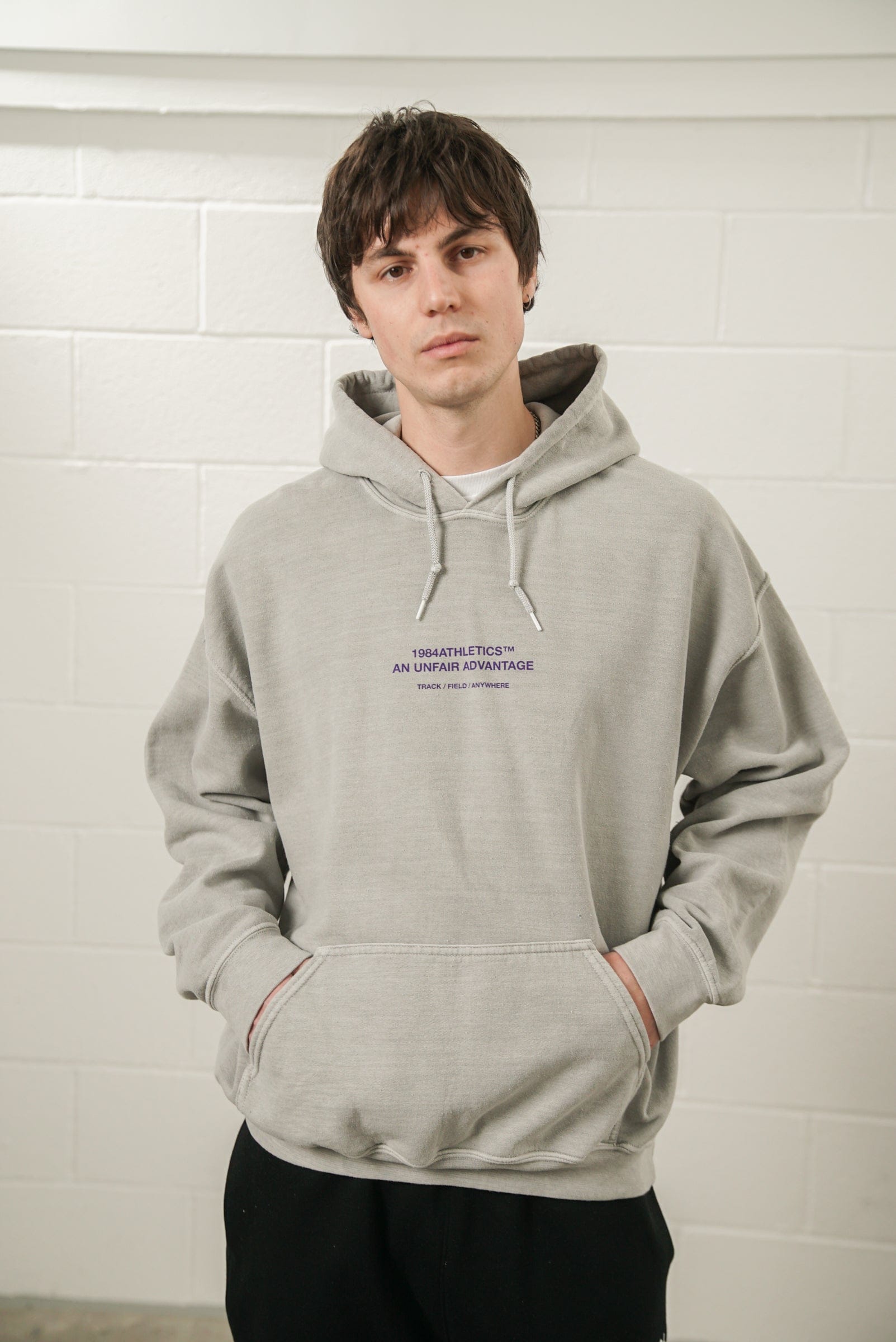 Vice 84 'Athletics' Vintage Washed Hoodie - Ash