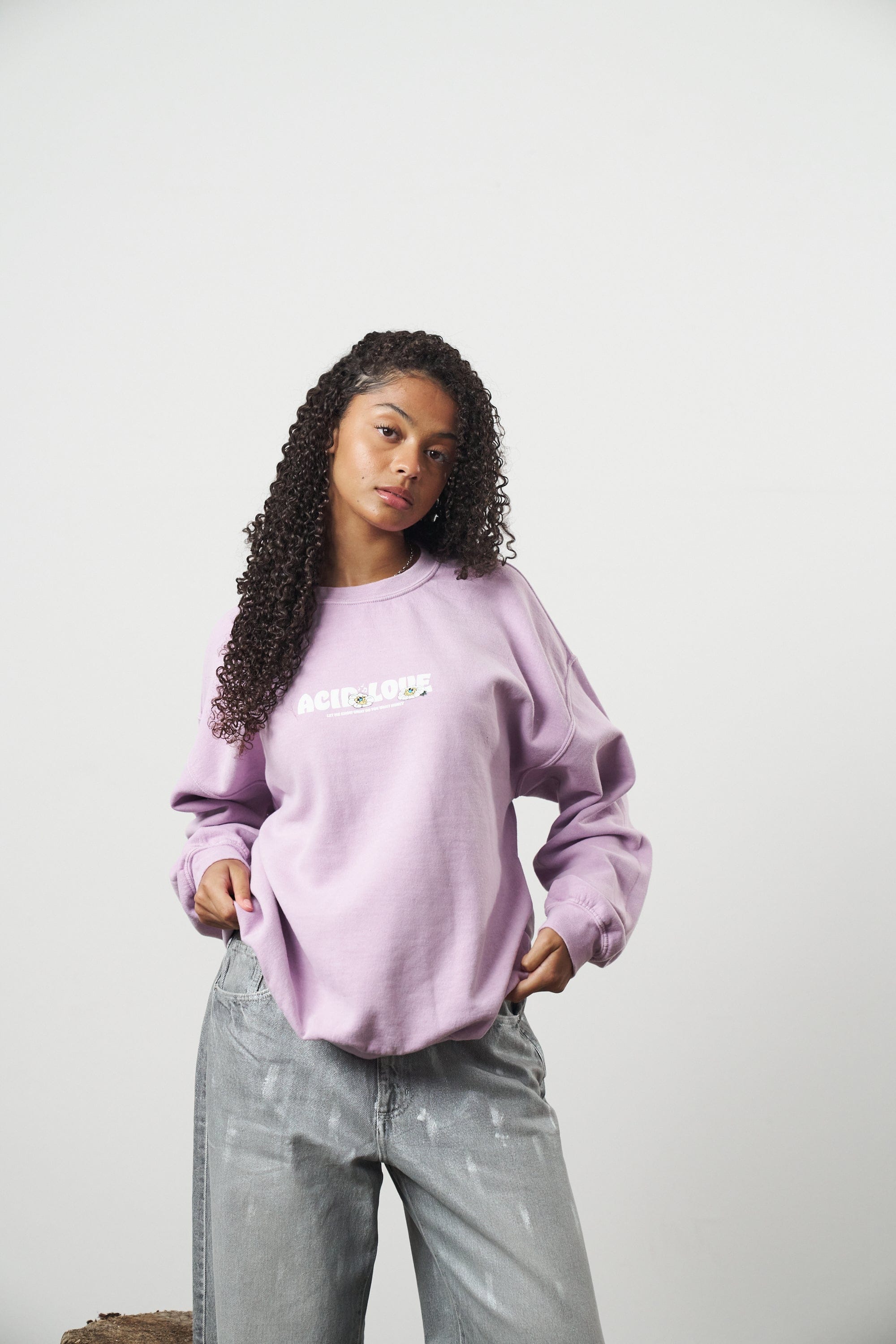 Acid Love 'Daisy' Vintage Washed Sweater - Pink
