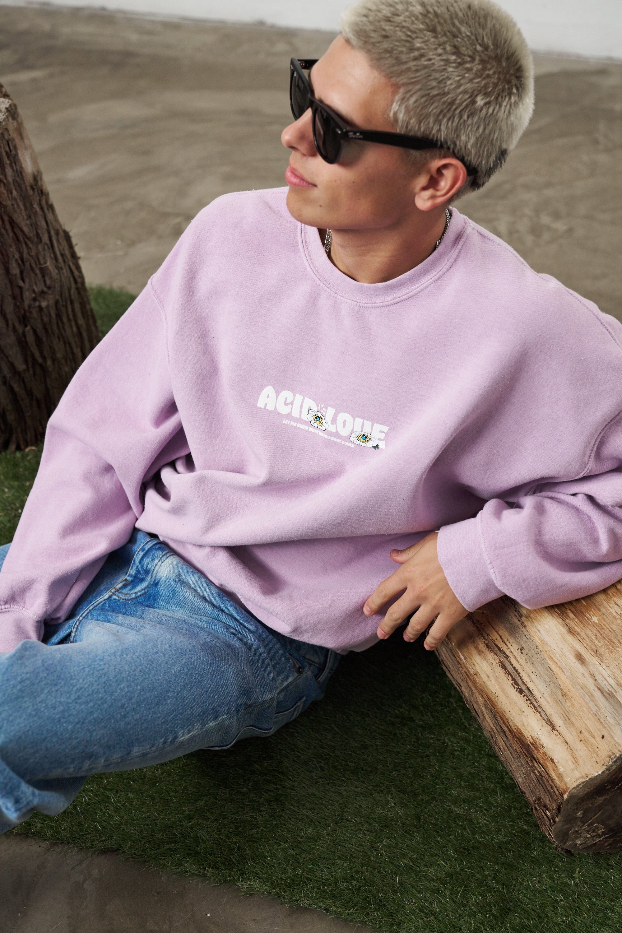 Acid Love 'Daisy' Vintage Washed Sweater - Pink
