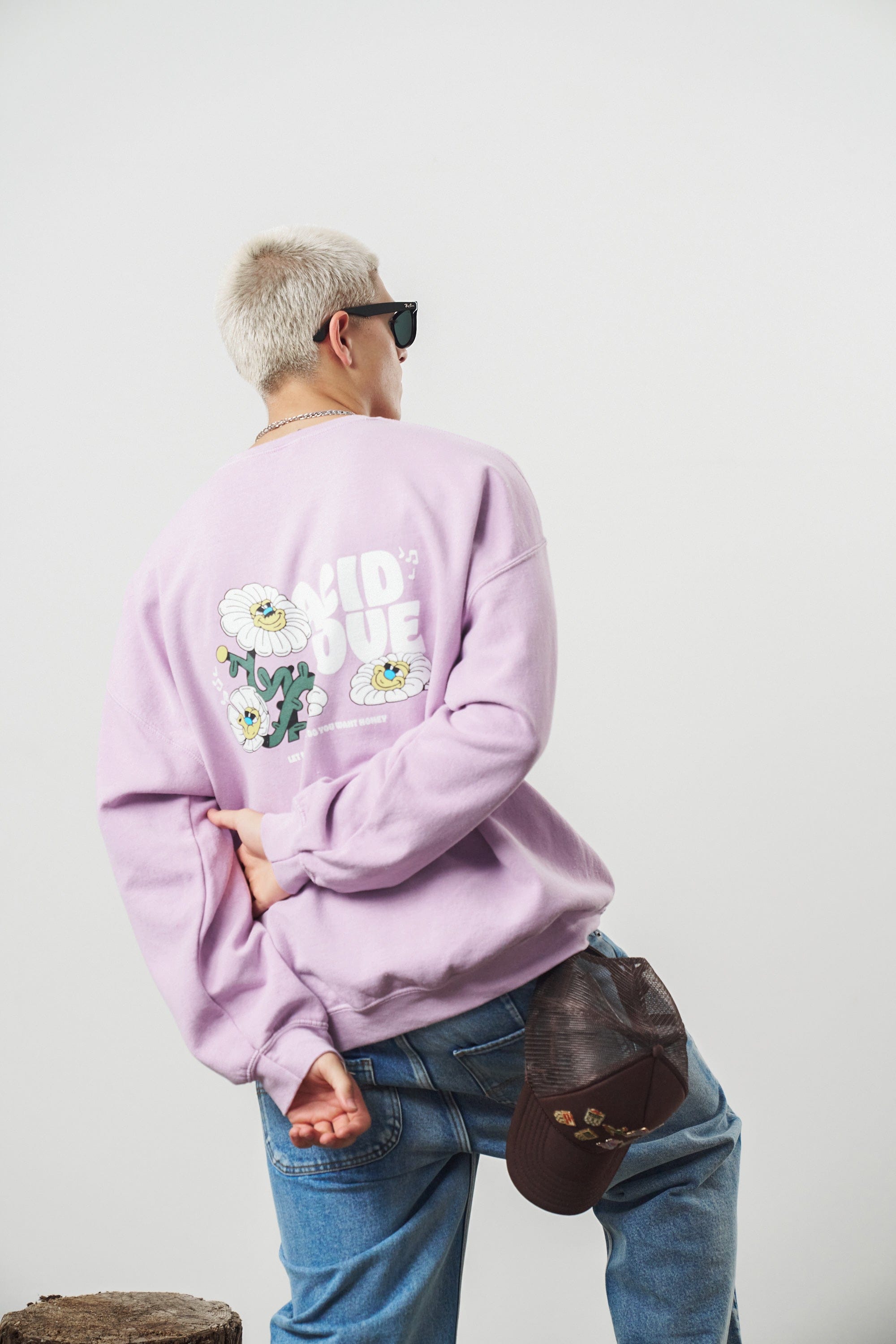 Acid Love 'Daisy' Vintage Washed Sweater - Pink