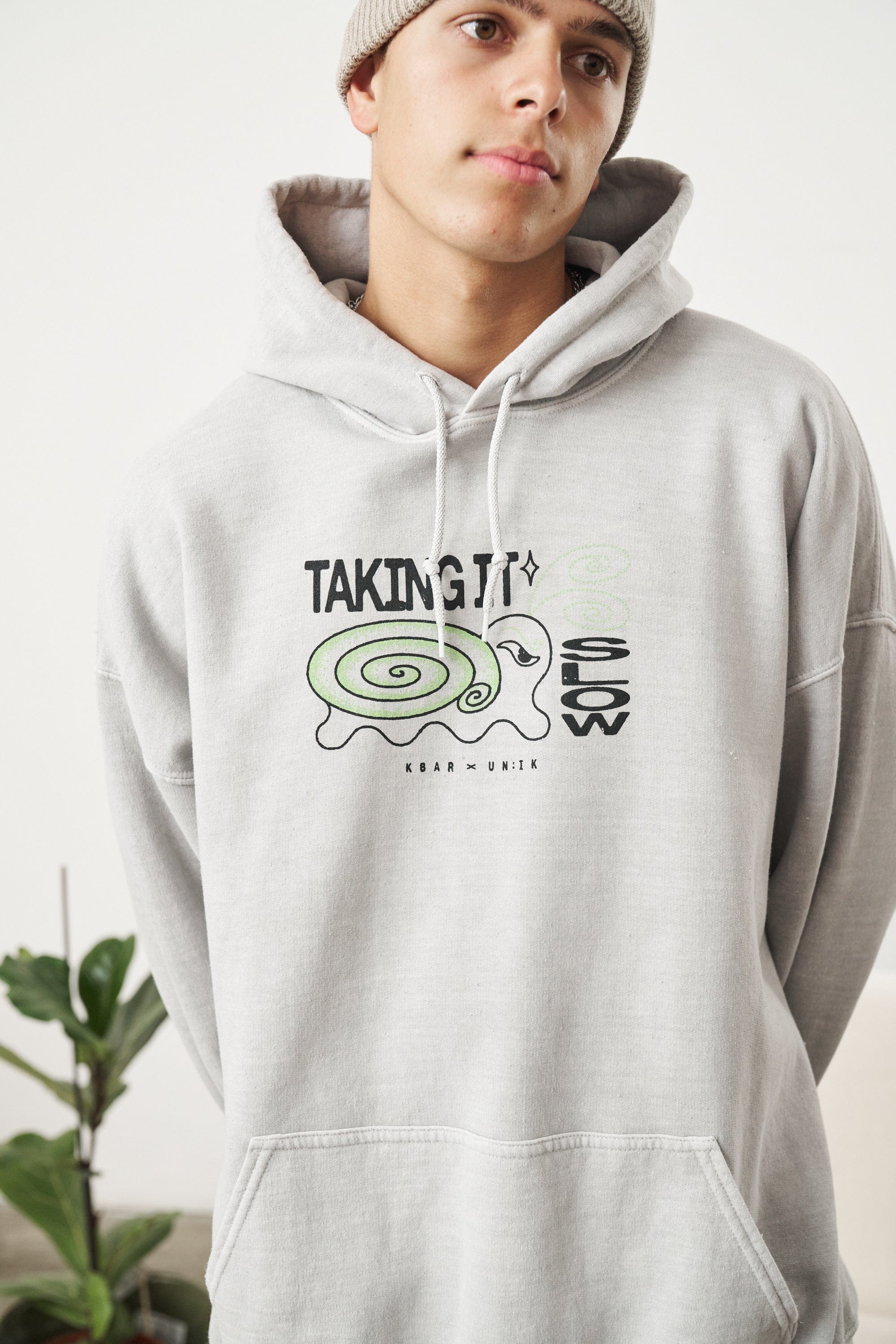 KBar Design KBAR X UN:IK 'Taking It Slow' Vintage Washed Hoodie - Grey