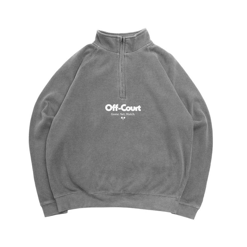 Vice 84 'Off-Court GSM' Washed 1/4 Zip Sweater - Charcoal