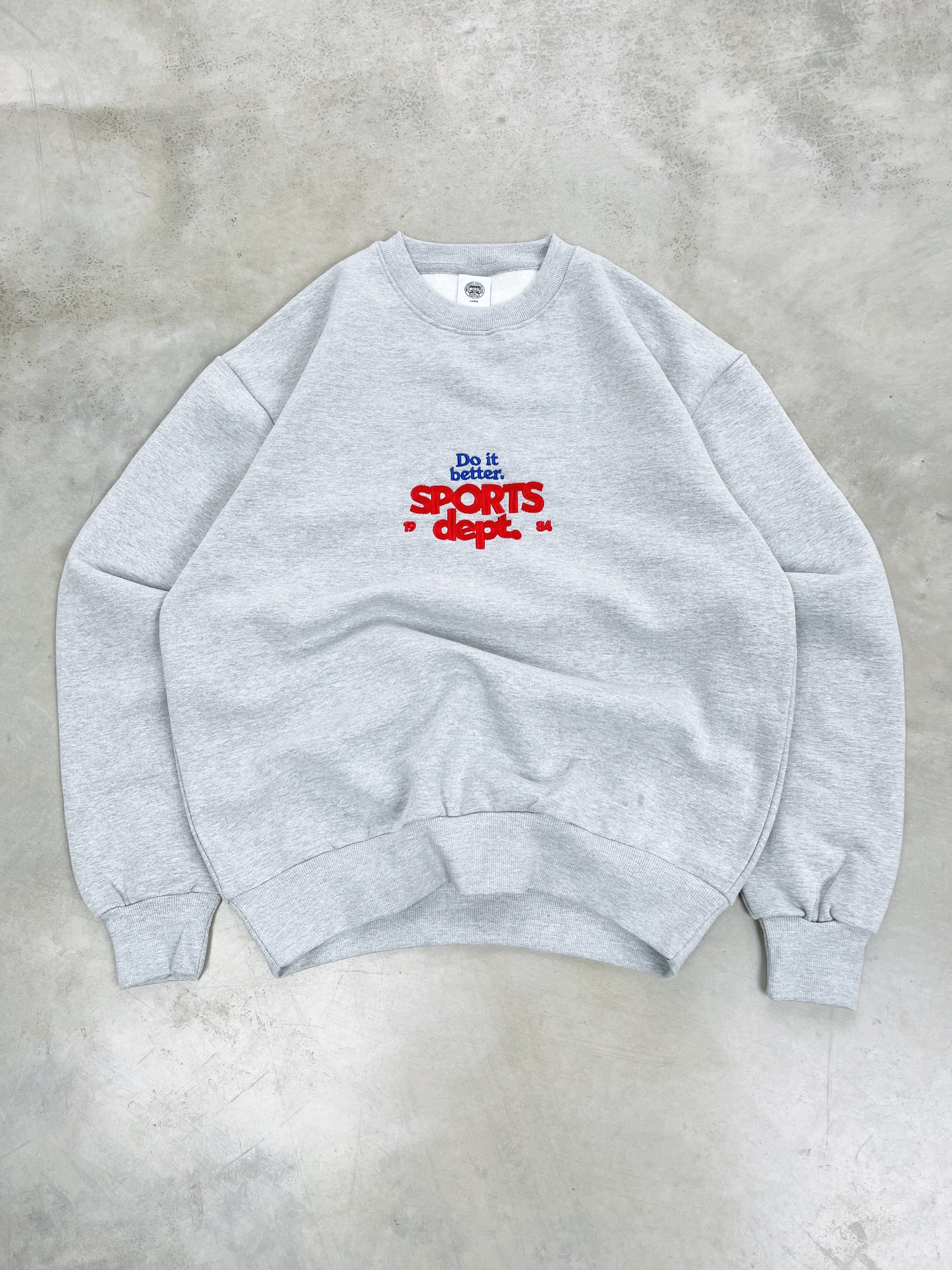 Vice 84 'Sports Dept' Heavyweight Embroidered Sweater - Ash