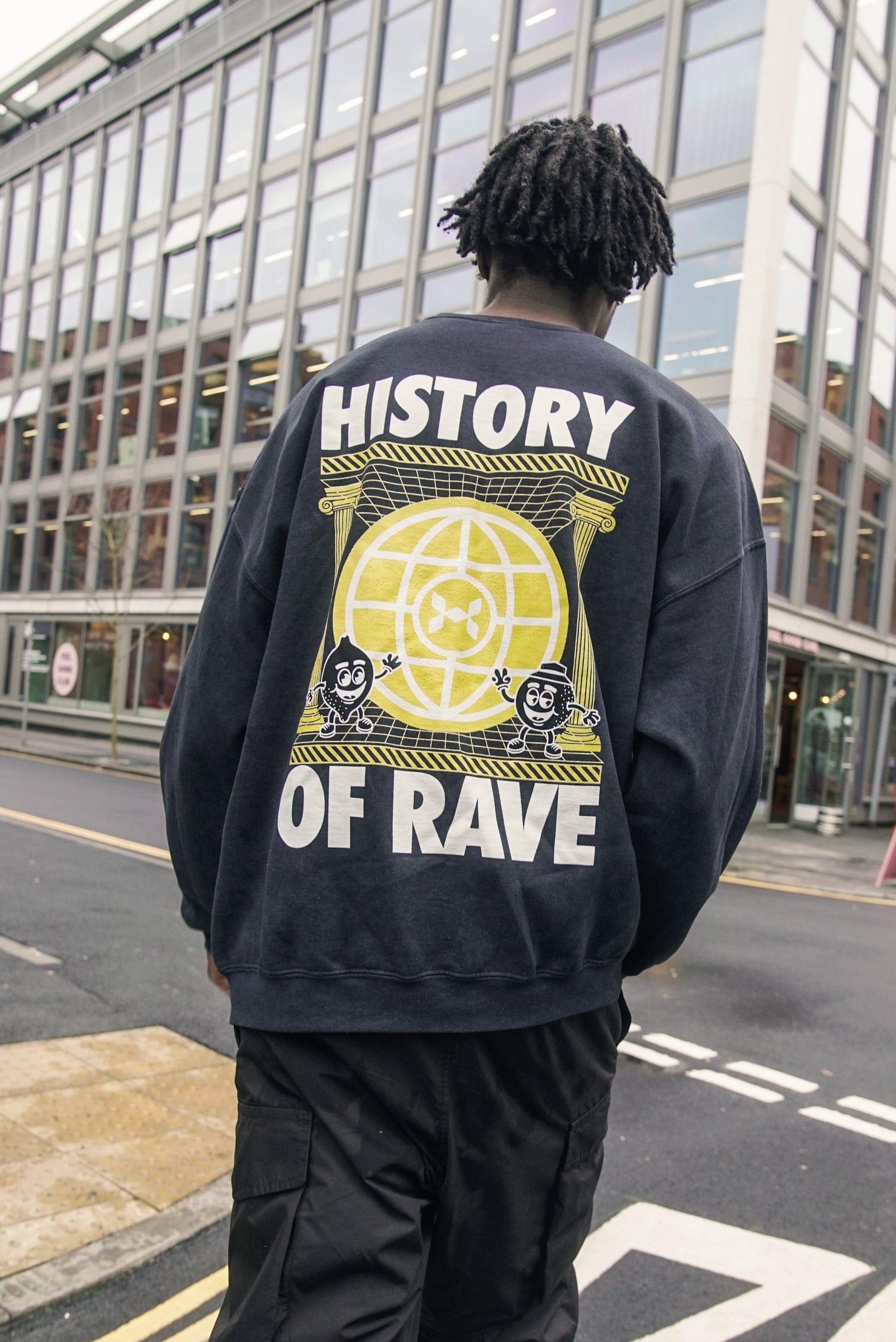History Of Rave 'Colosseum' Acid Wash Sweater - Black
