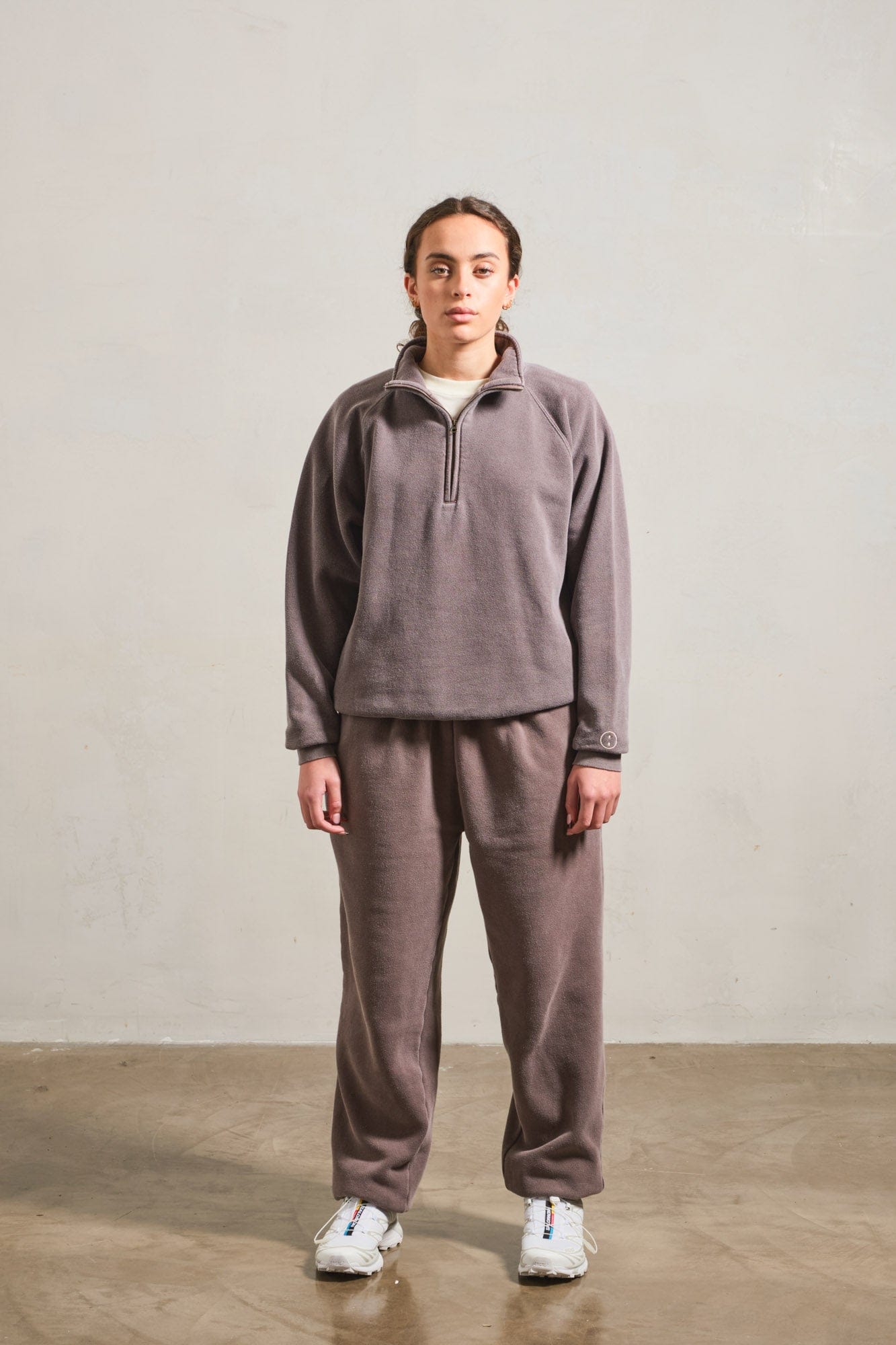 UN:IK Essentials Essentials Vintage Washed 1/4 Zip Sweatshirt - Cocoa