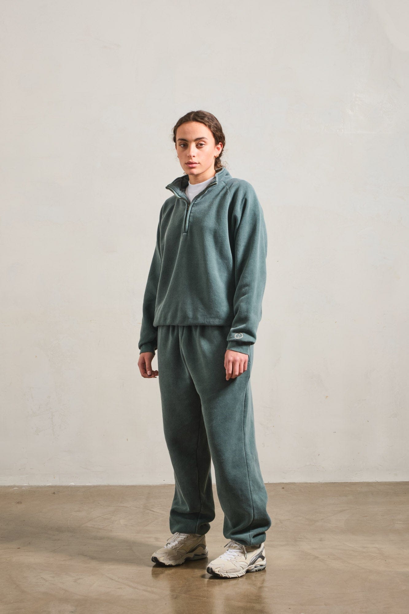 UN:IK Essentials Essentials Vintage Washed 1/4 Zip Sweatshirt - Forest