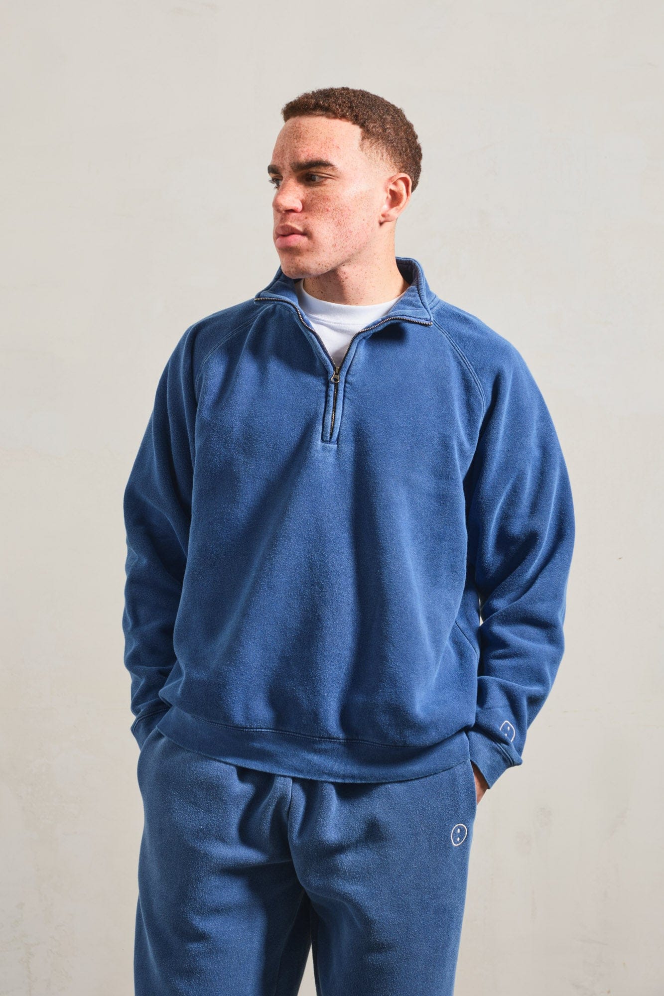 UN:IK Essentials Essentials Vintage Washed 1/4 Zip Sweatshirt - Navy