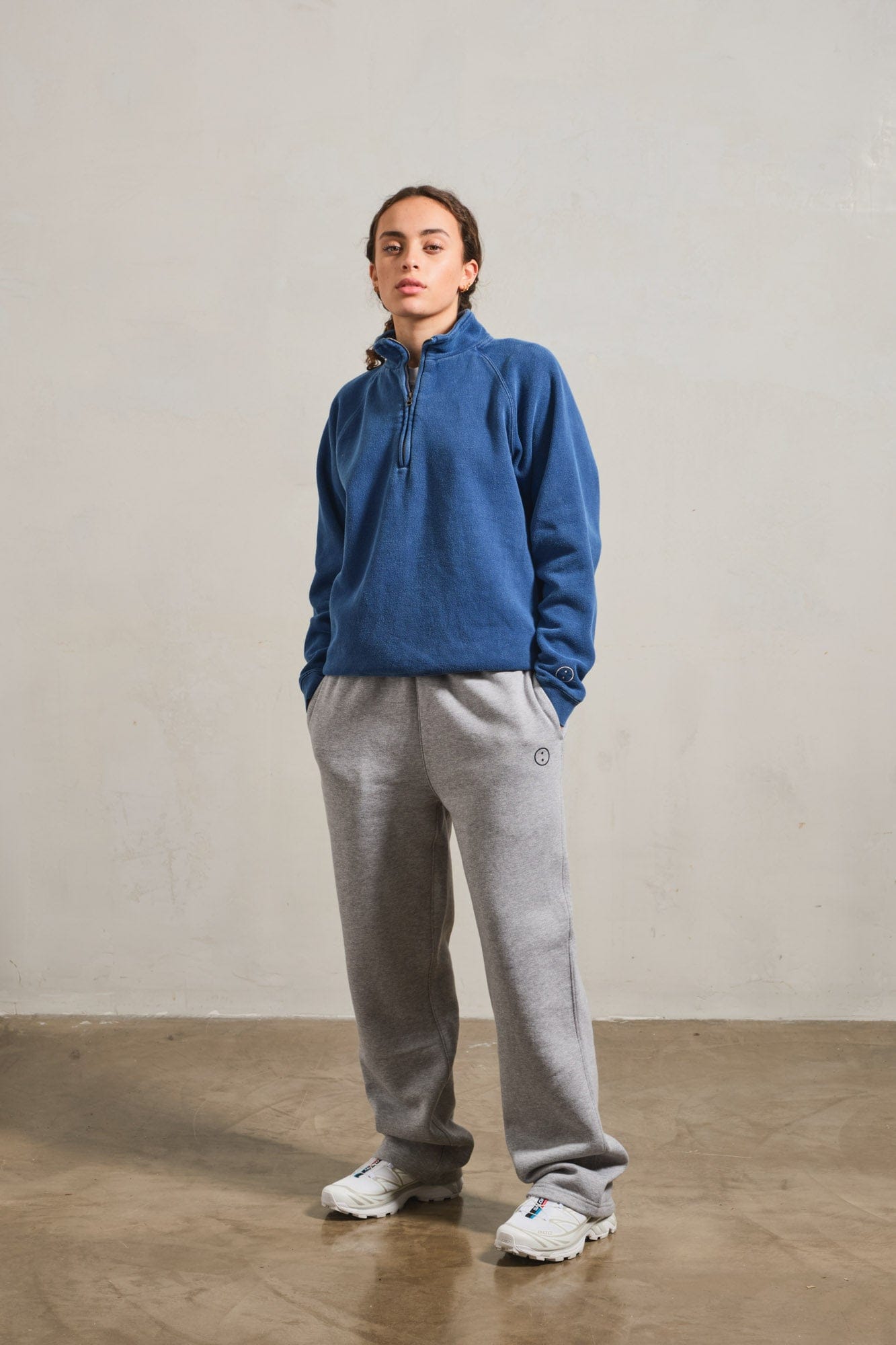 UN:IK Essentials Essentials Vintage Washed 1/4 Zip Sweatshirt - Navy