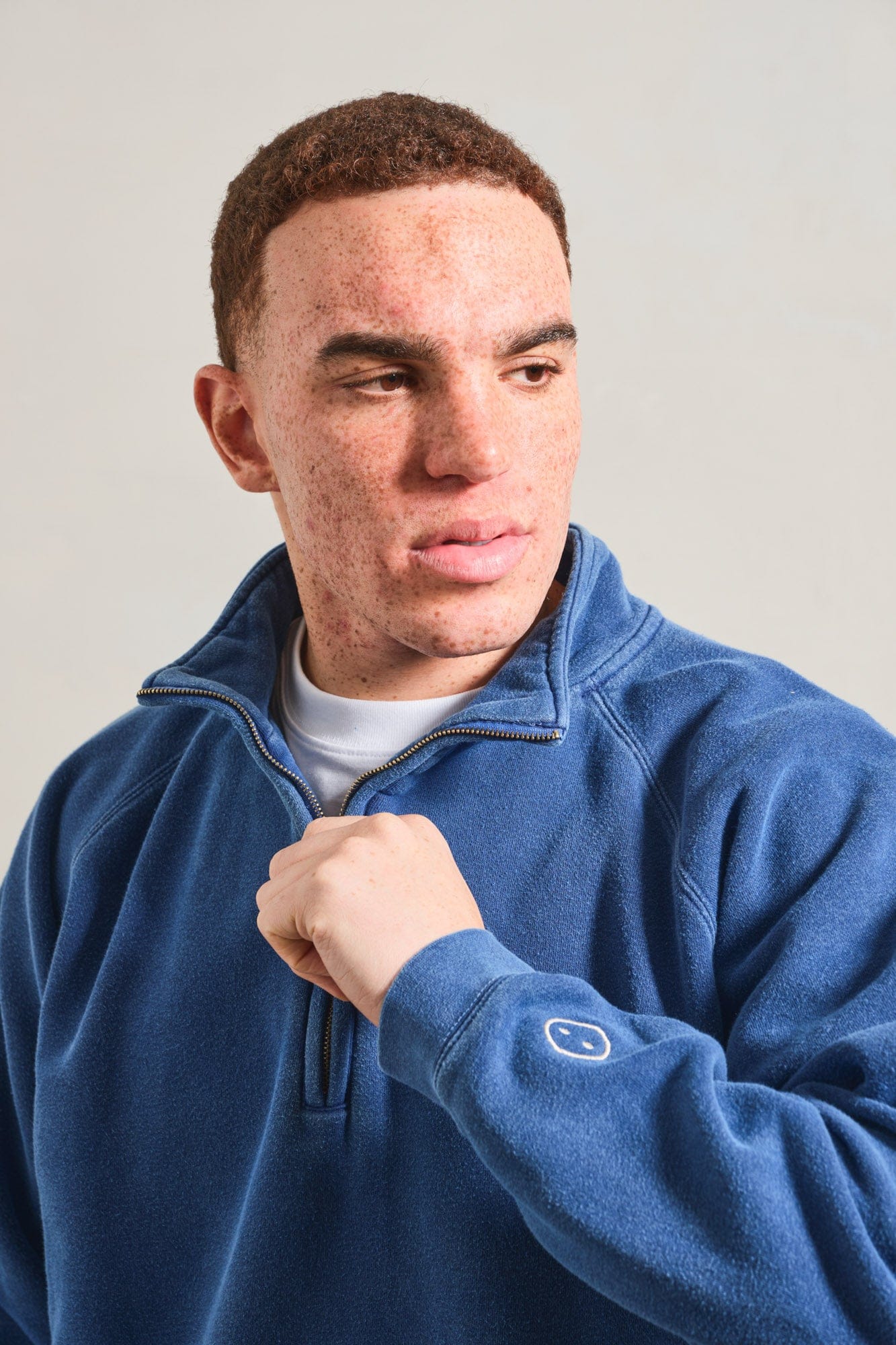 UN:IK Essentials Essentials Vintage Washed 1/4 Zip Sweatshirt - Navy