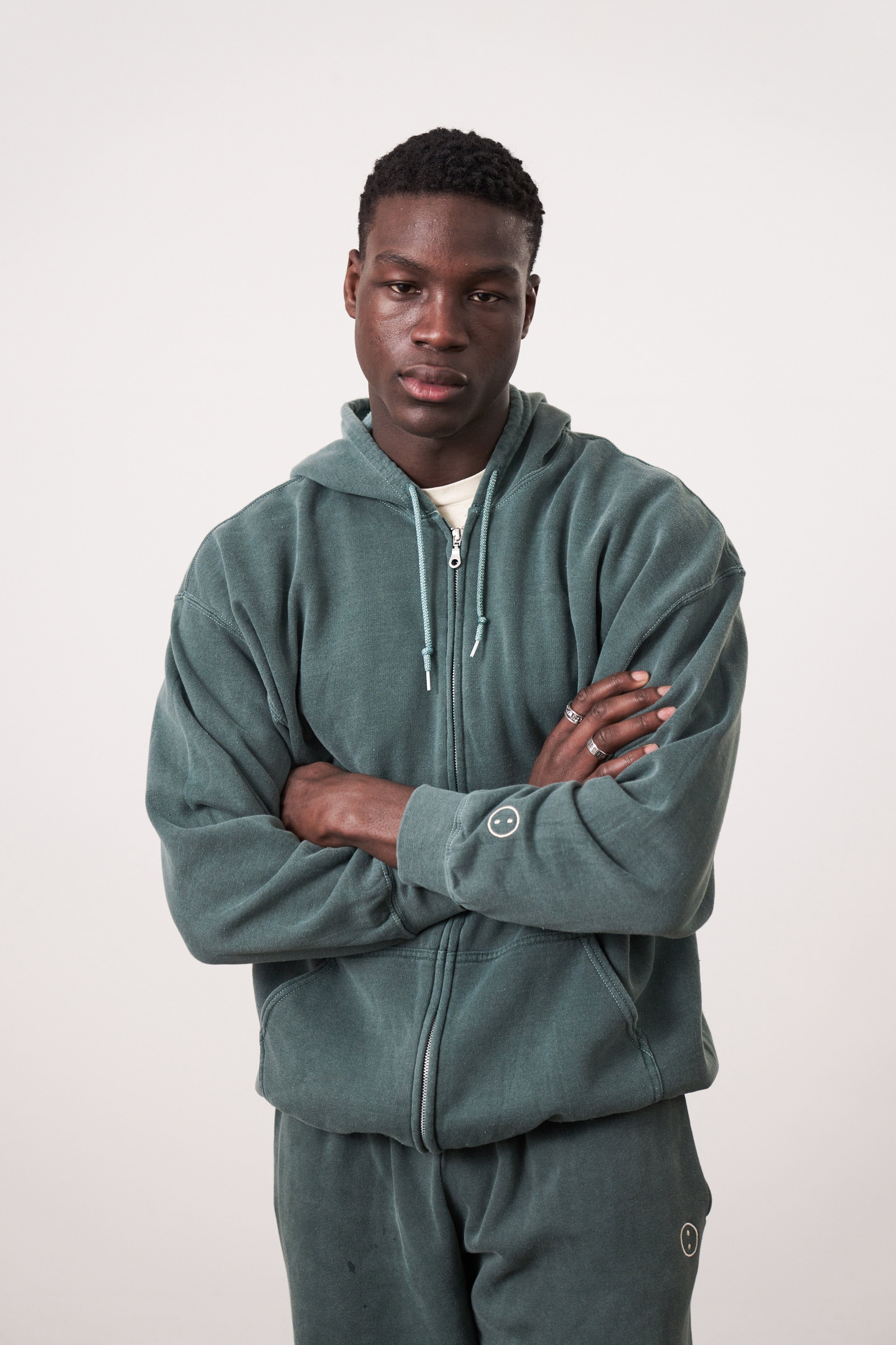 UN:IK Essentials Essentials Vintage Washed Zip Up Hoodie - Forest