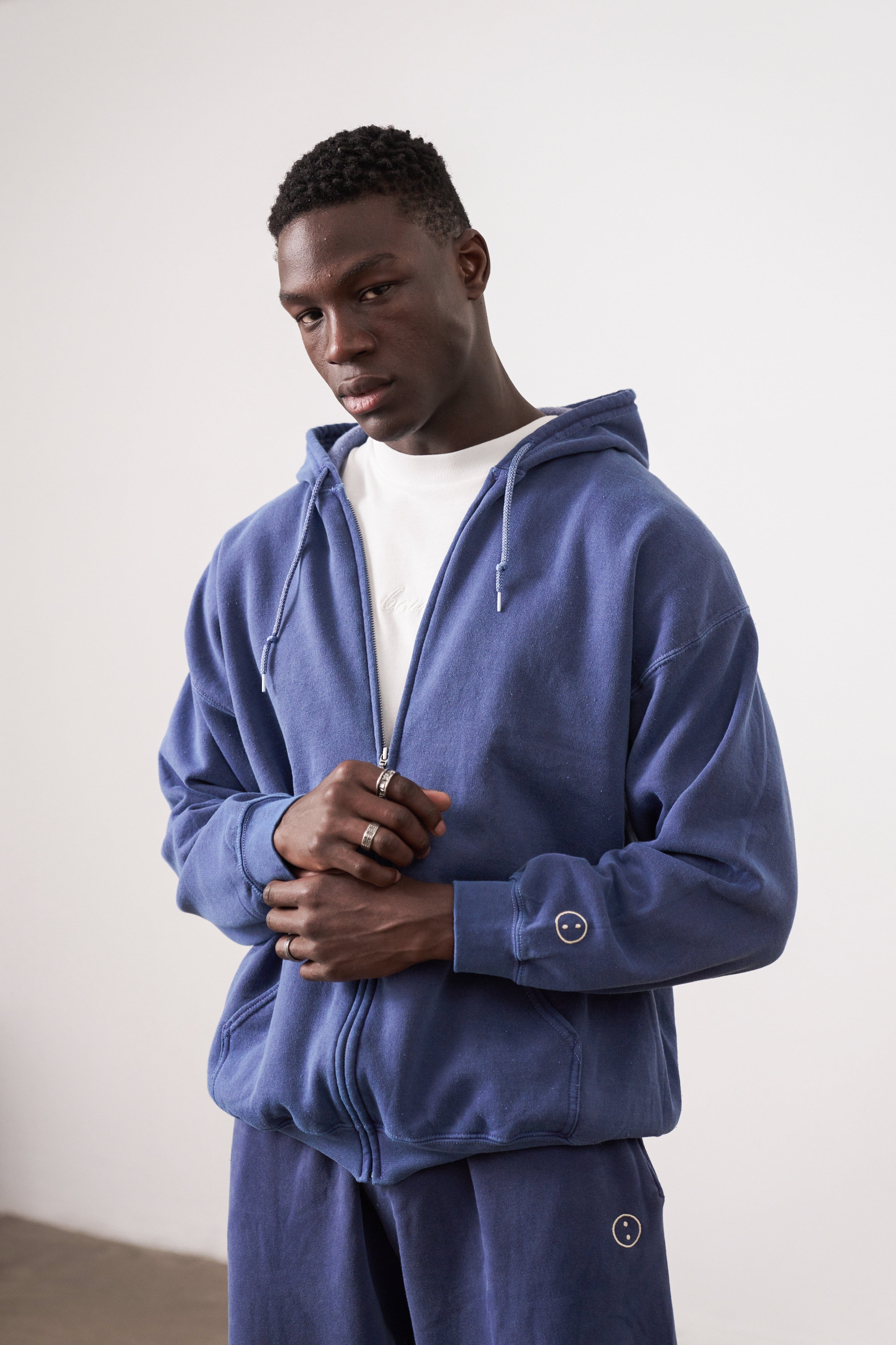 UN:IK Essentials Essentials Vintage Washed Zip Up Hoodie - Navy