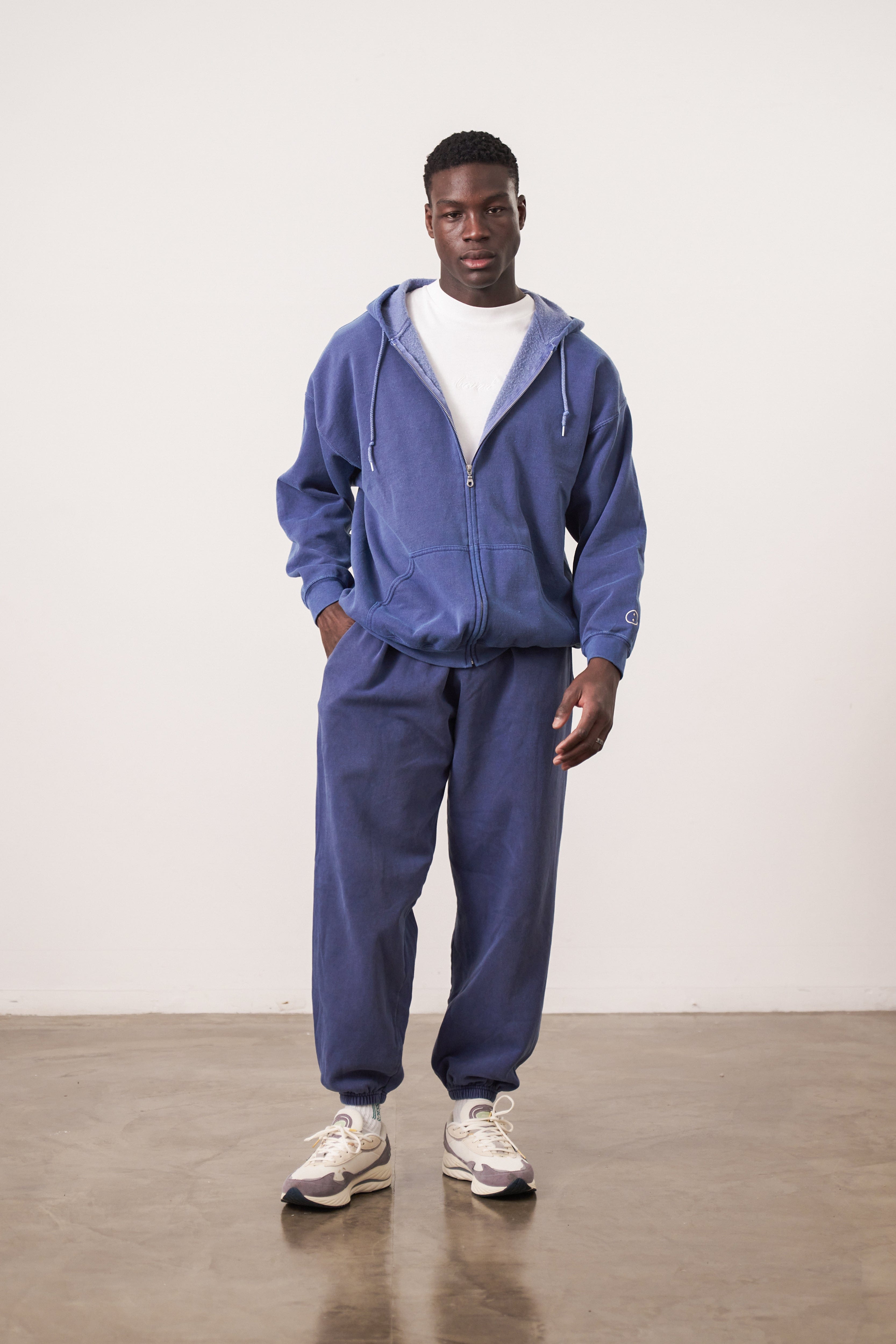 UN:IK Essentials Essentials Vintage Washed Zip Up Hoodie - Navy