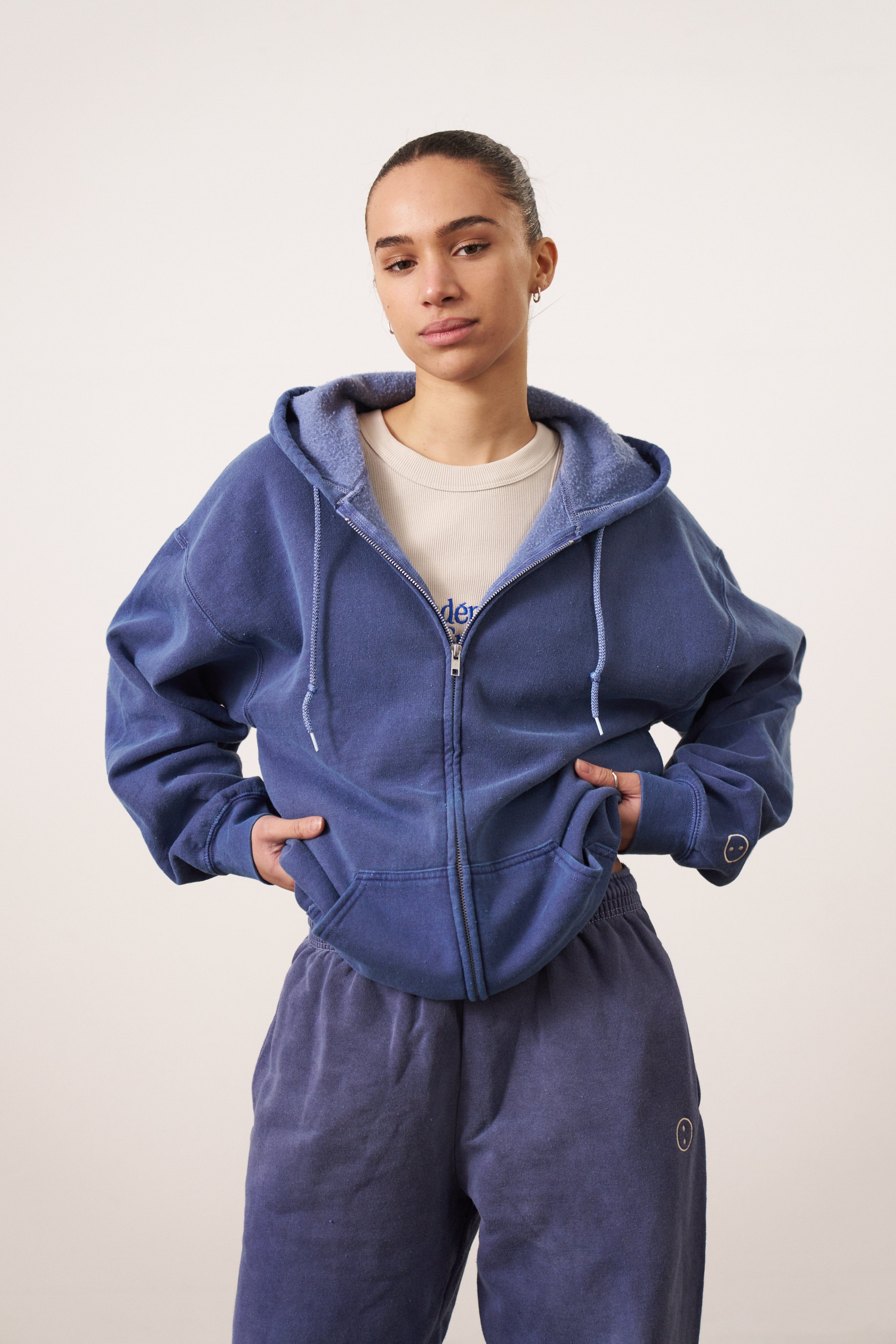 UN:IK Essentials Essentials Vintage Washed Zip Up Hoodie - Navy