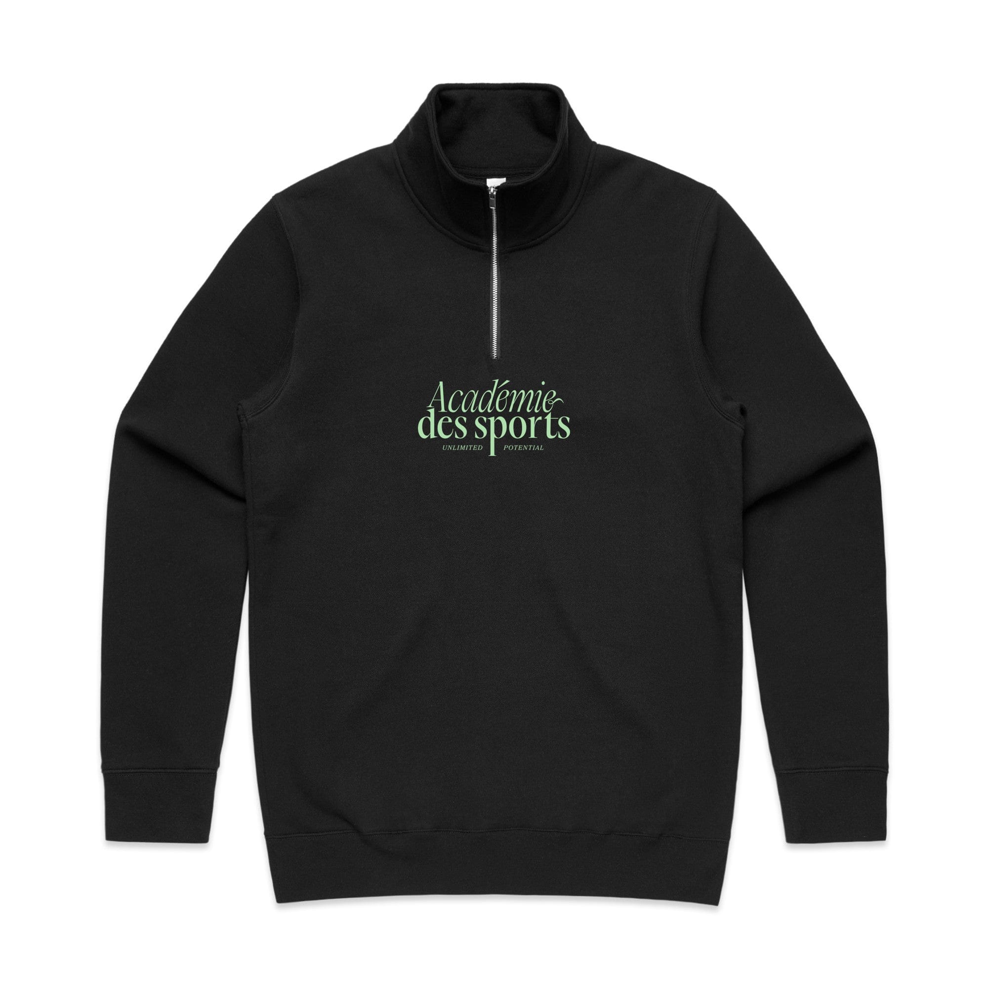 Vice 84 'Académie Des Sports Script' 1/4 Zip Sweater - Black