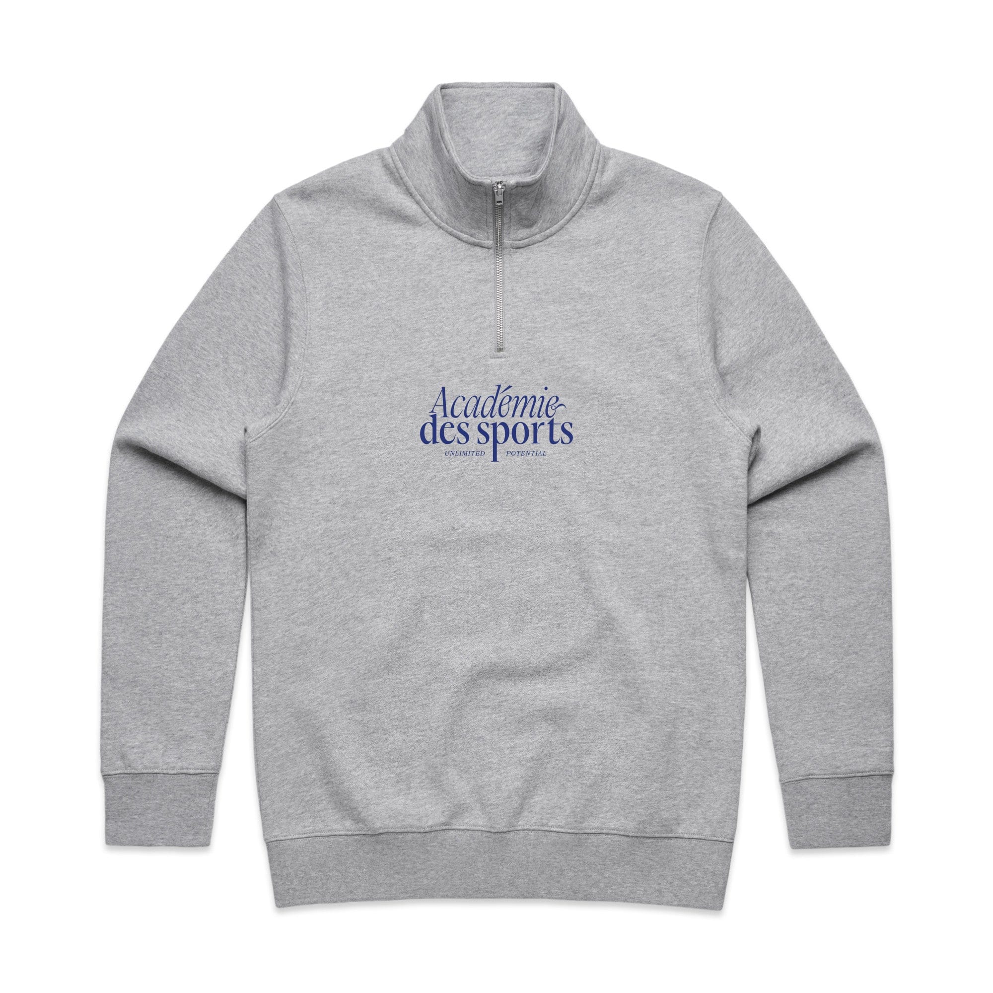 Vice 84 'Académie Des Sports Script' 1/4 Zip Sweater - Grey