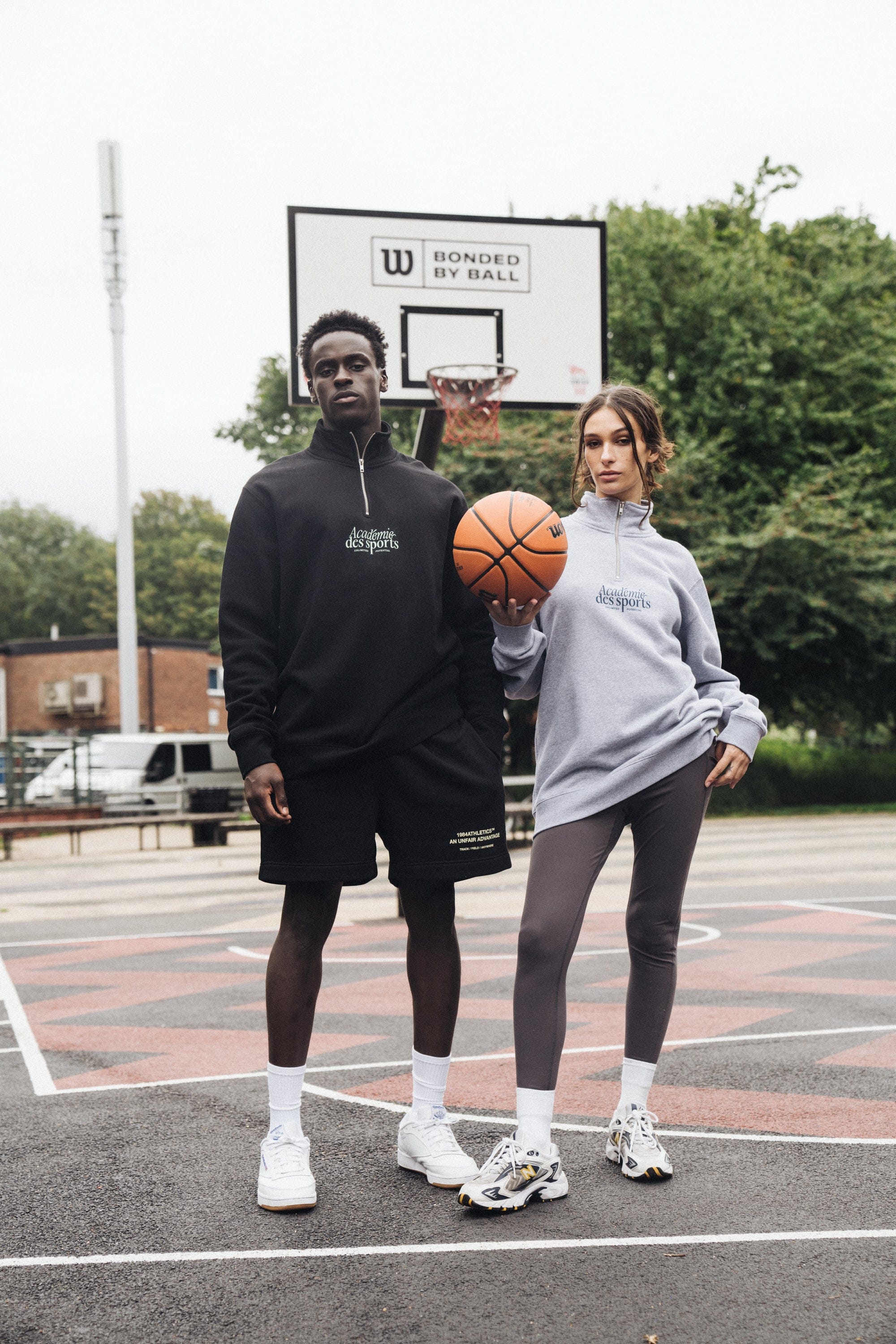 Vice 84 'Académie Des Sports Script' 1/4 Zip Sweater - Grey