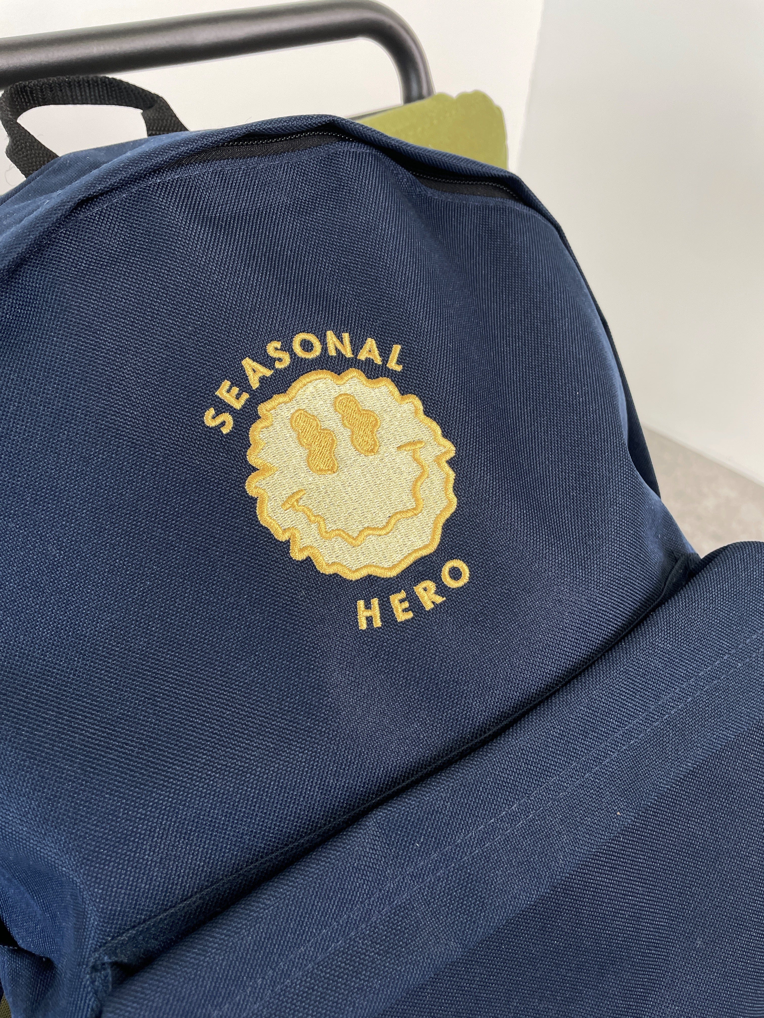 Seasonal Hero 'Trippy Smiler' Embroidered Backpack - Navy